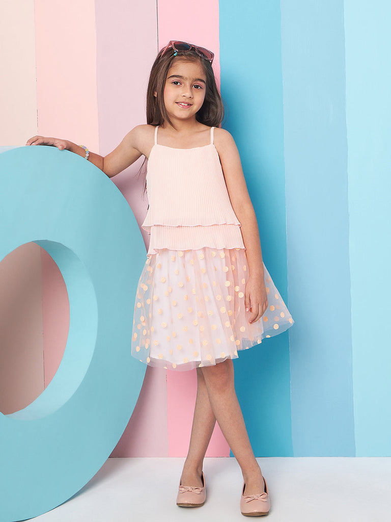 Girls Shoulder Straps Top With Skirt