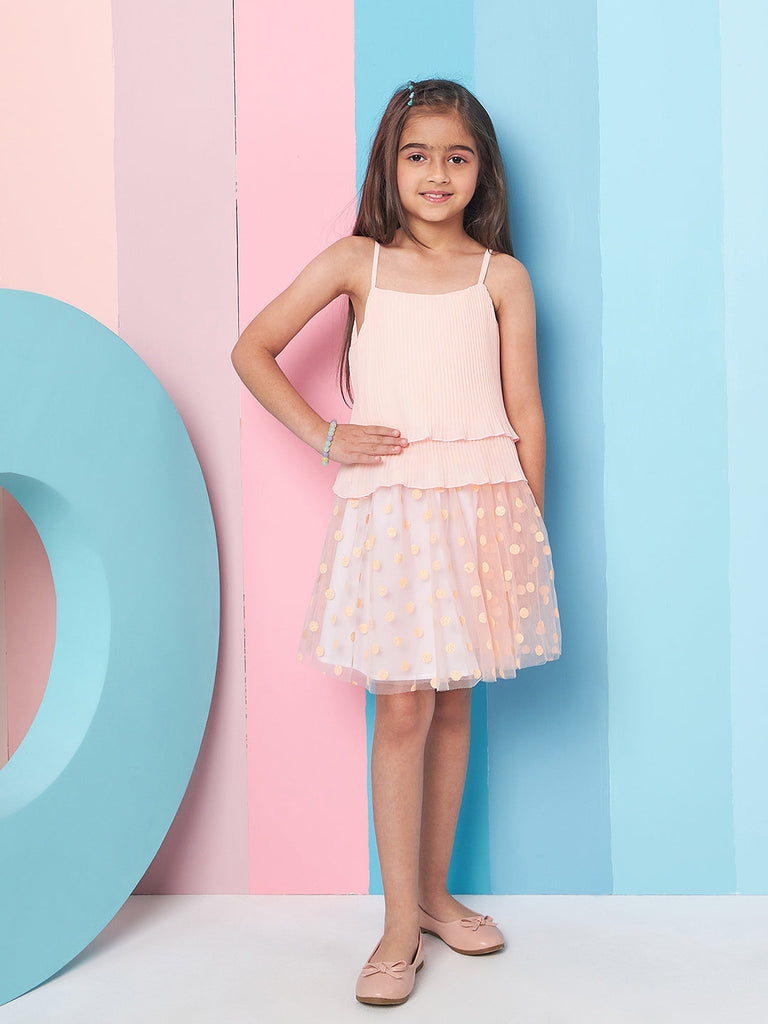 Girls Shoulder Straps Top With Skirt