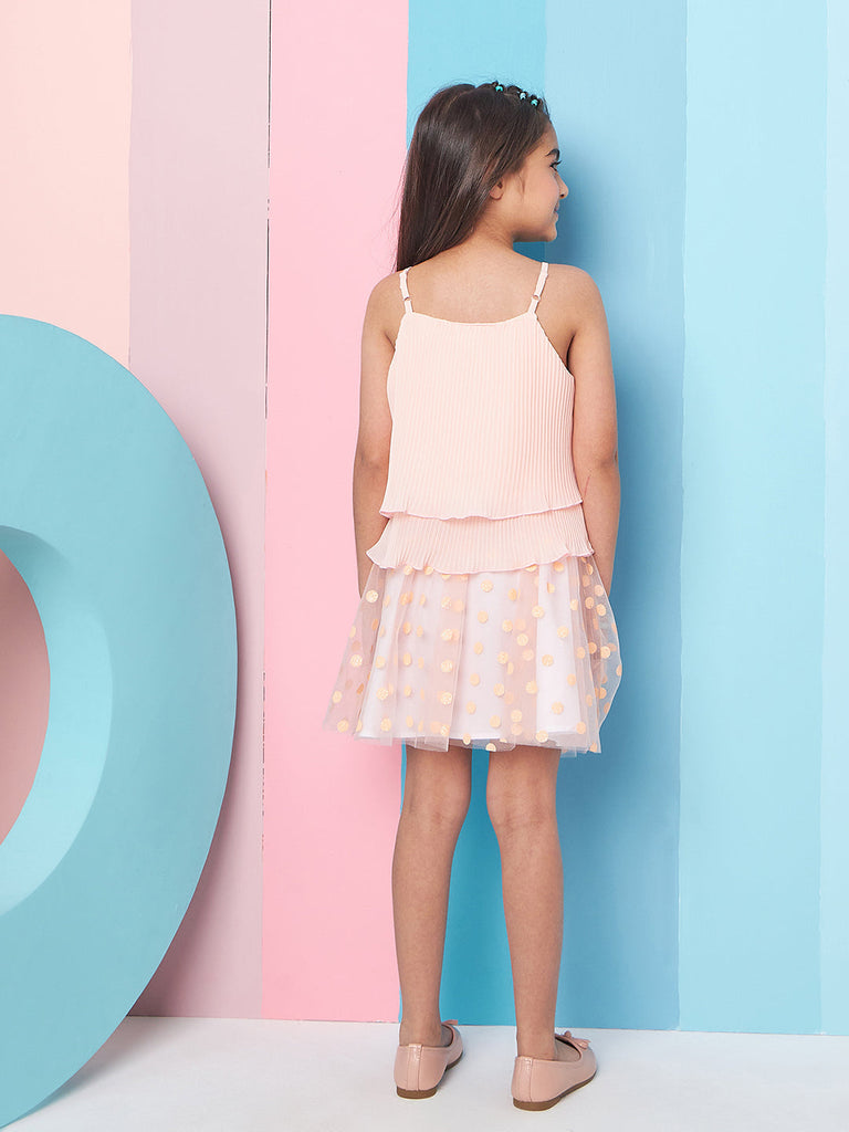Girls Shoulder Straps Top With Skirt