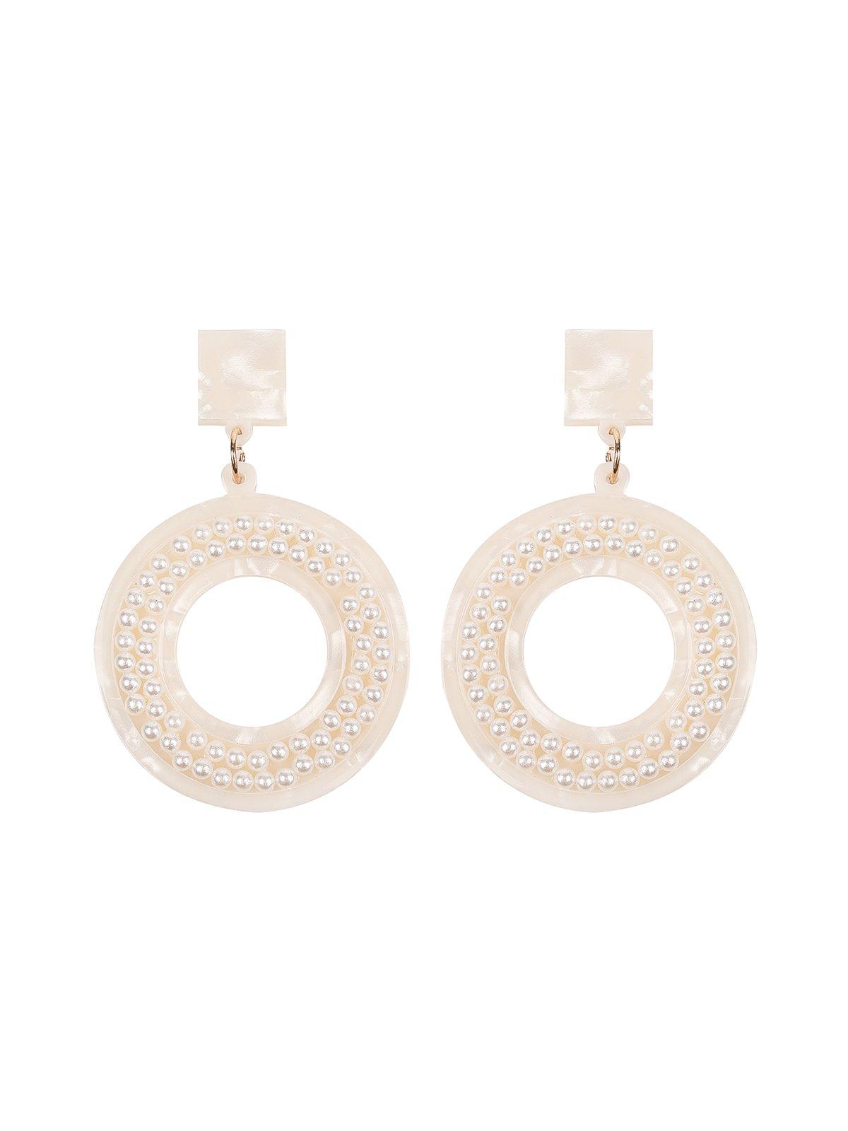Women's Snow White Beaded Hoop Earring
