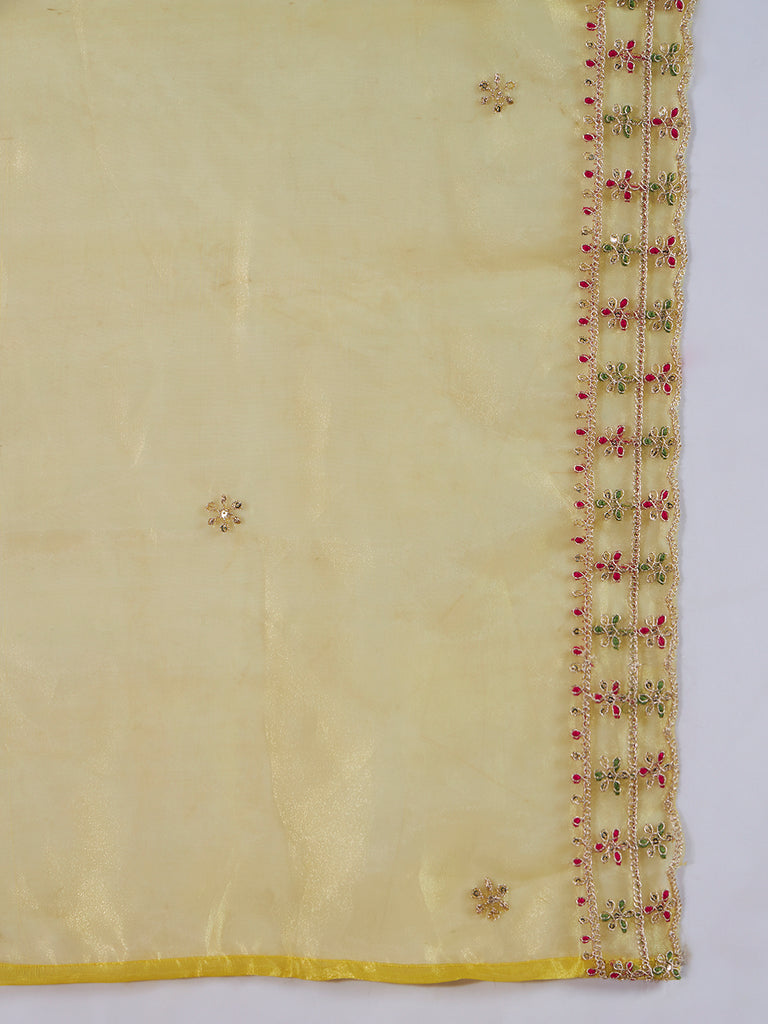 Women's Yellow Chinon Embroidery Work Kurta Set
