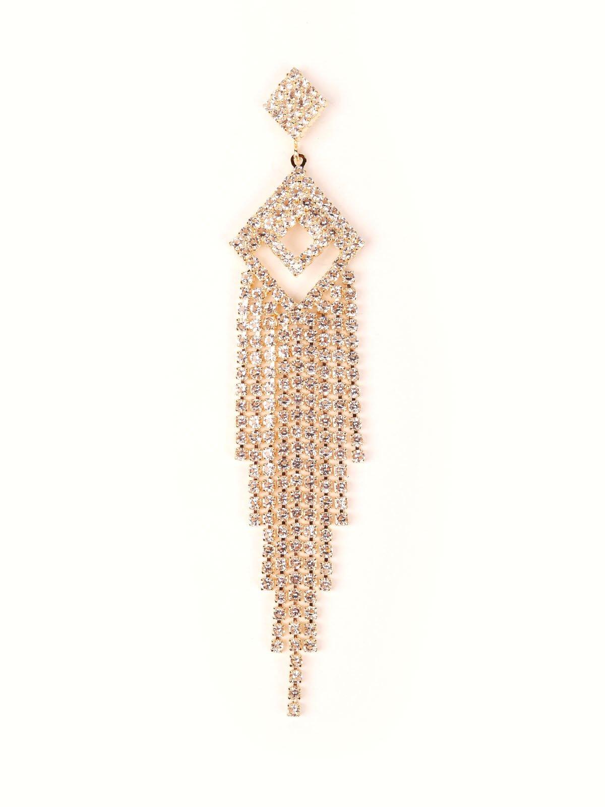Women's Sparkling Diamond-Shaped Crystal Drop Tassel Earring