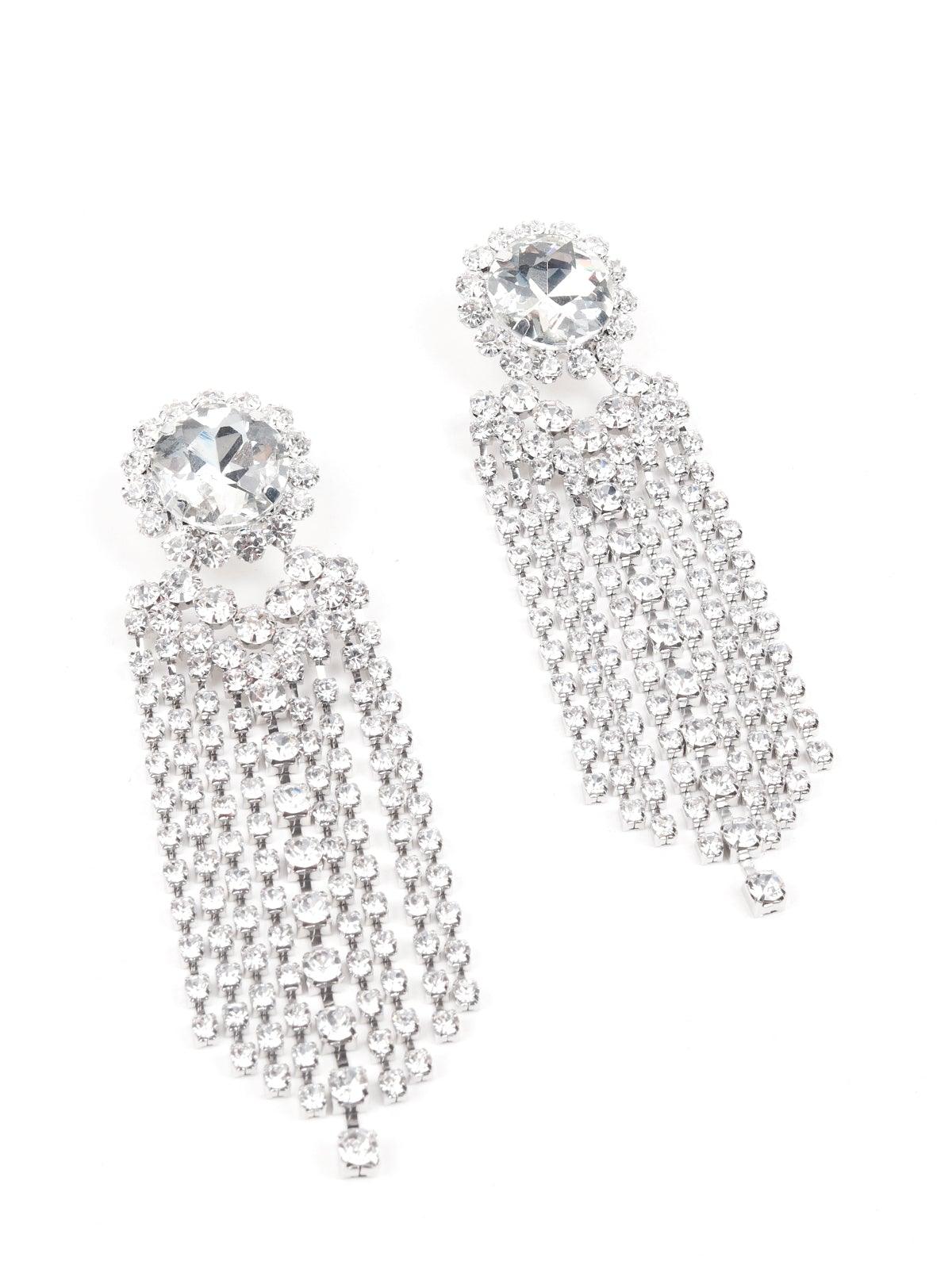 Women's Sparkling Tassel Crystal Drop Earrin