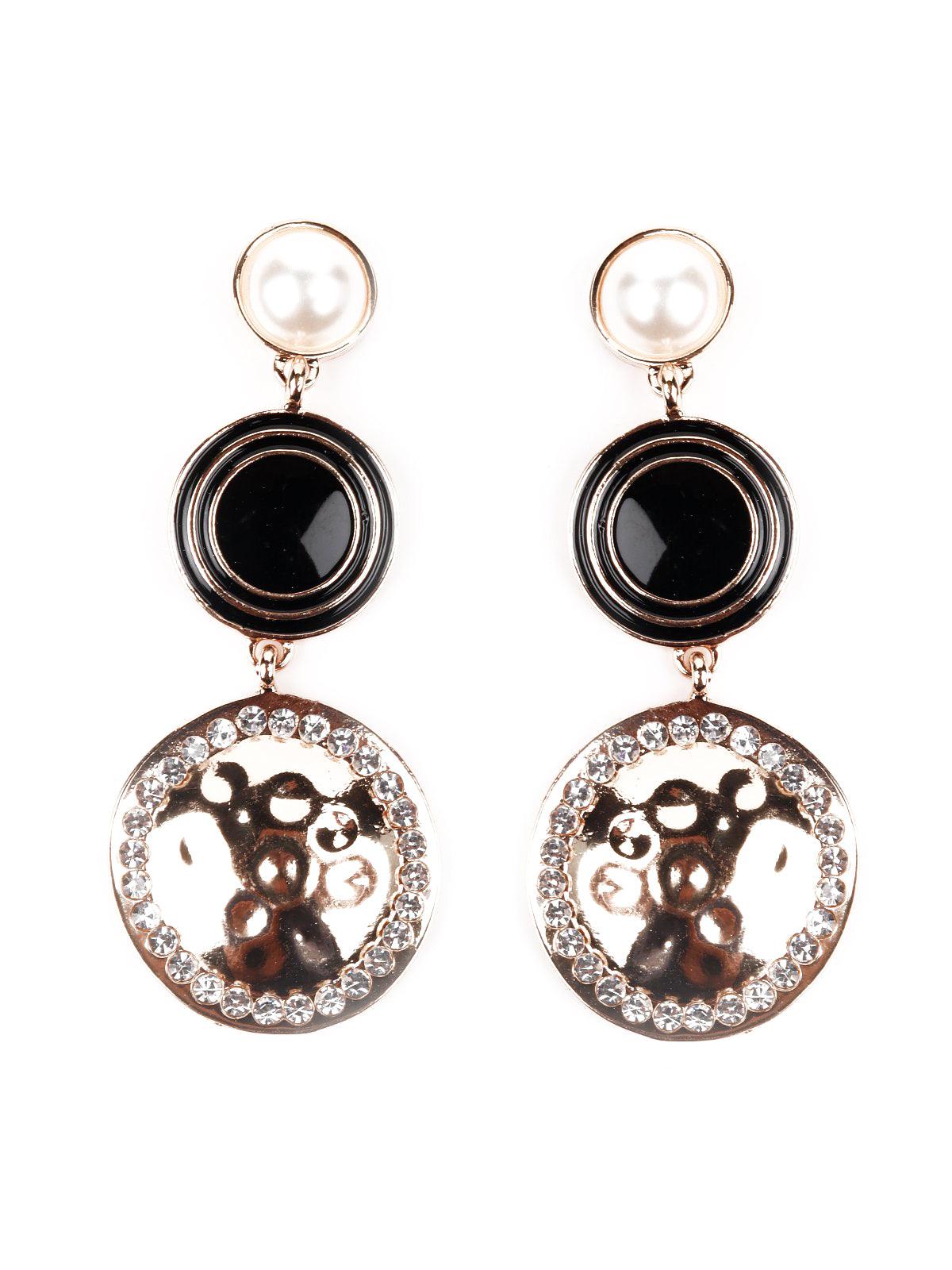 Women's Spherical Pearl And Crystal Embellished Earring