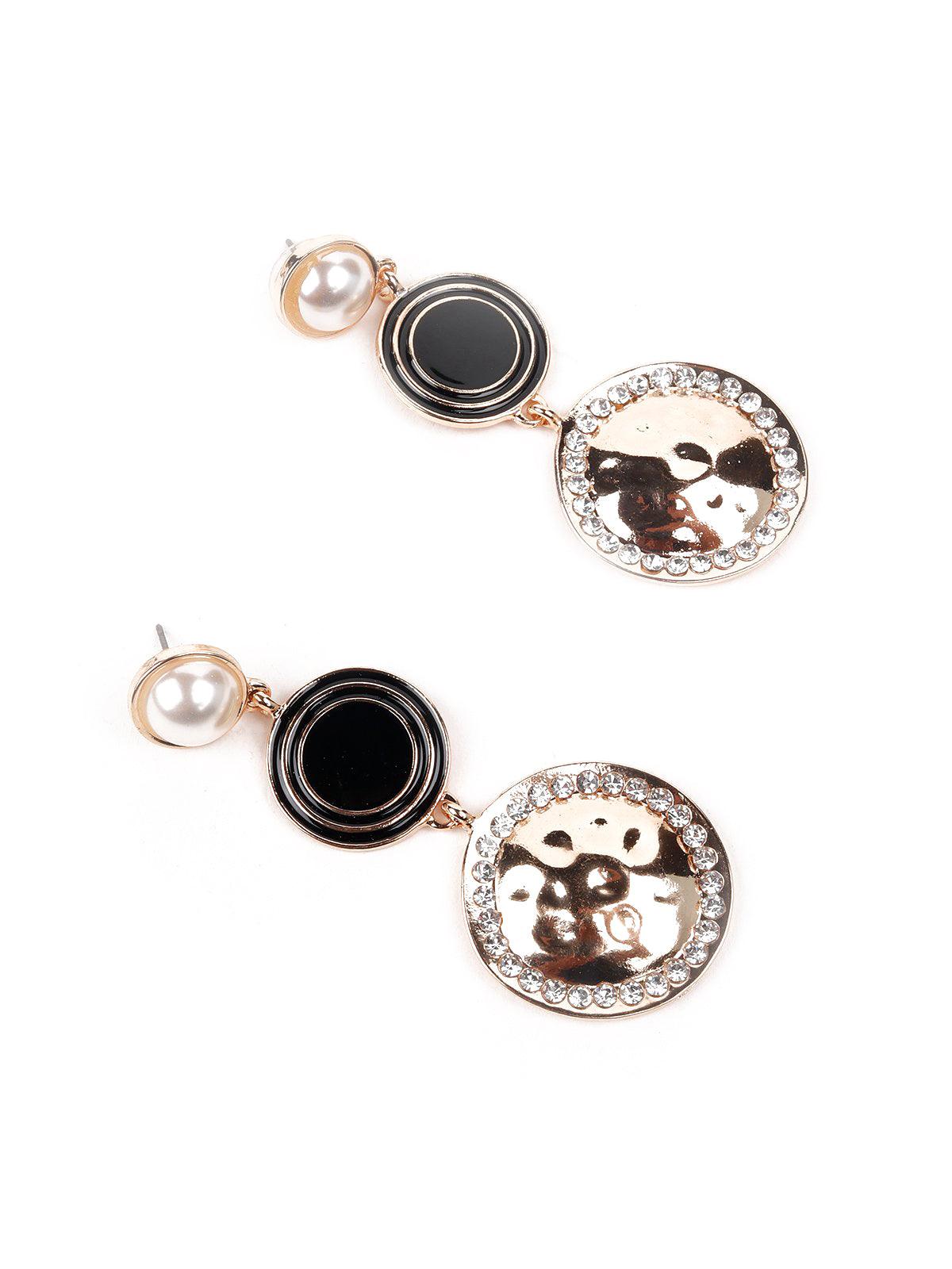 Women's Spherical Pearl And Crystal Embellished Earring