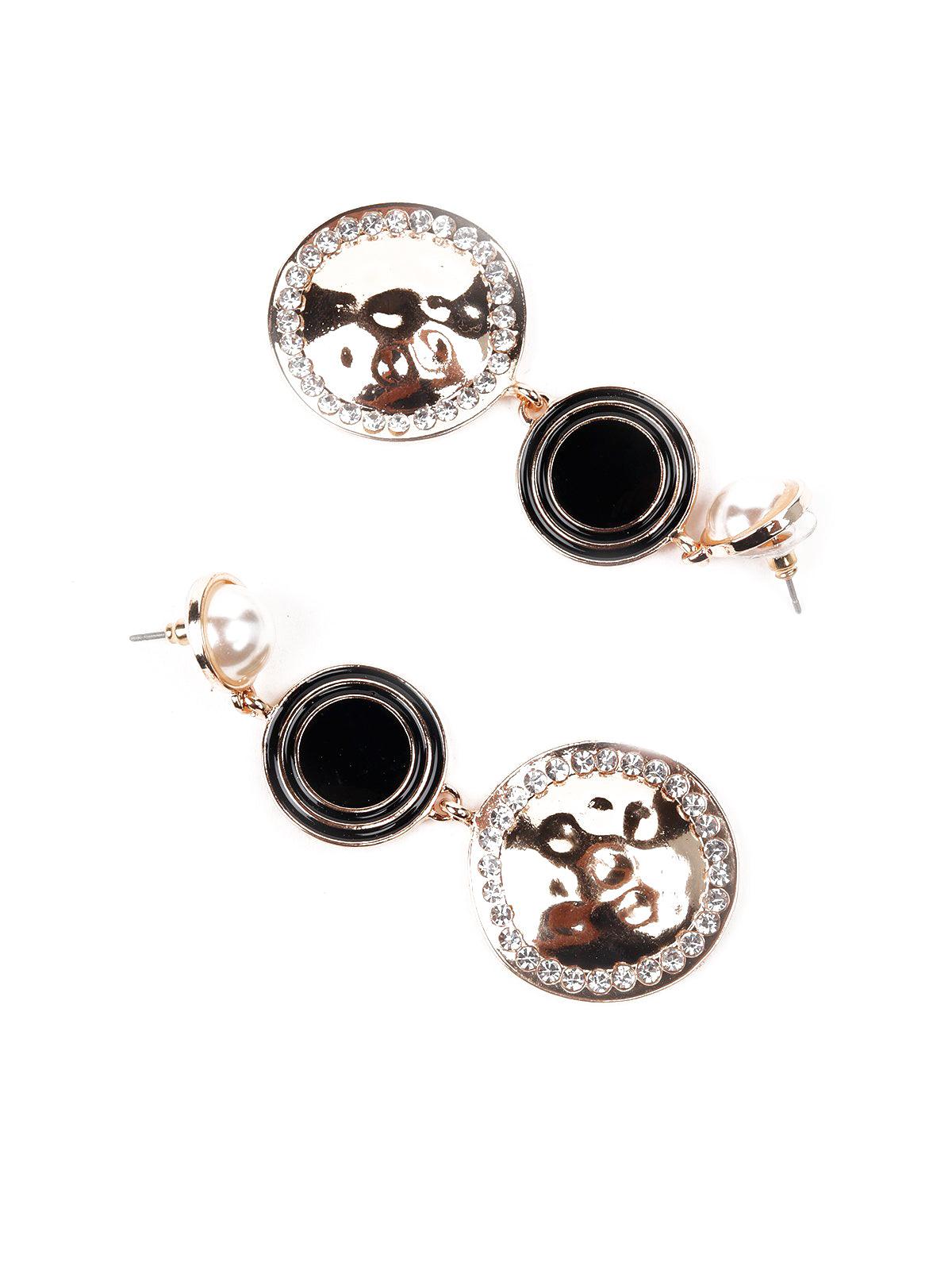 Women's Spherical Pearl And Crystal Embellished Earring