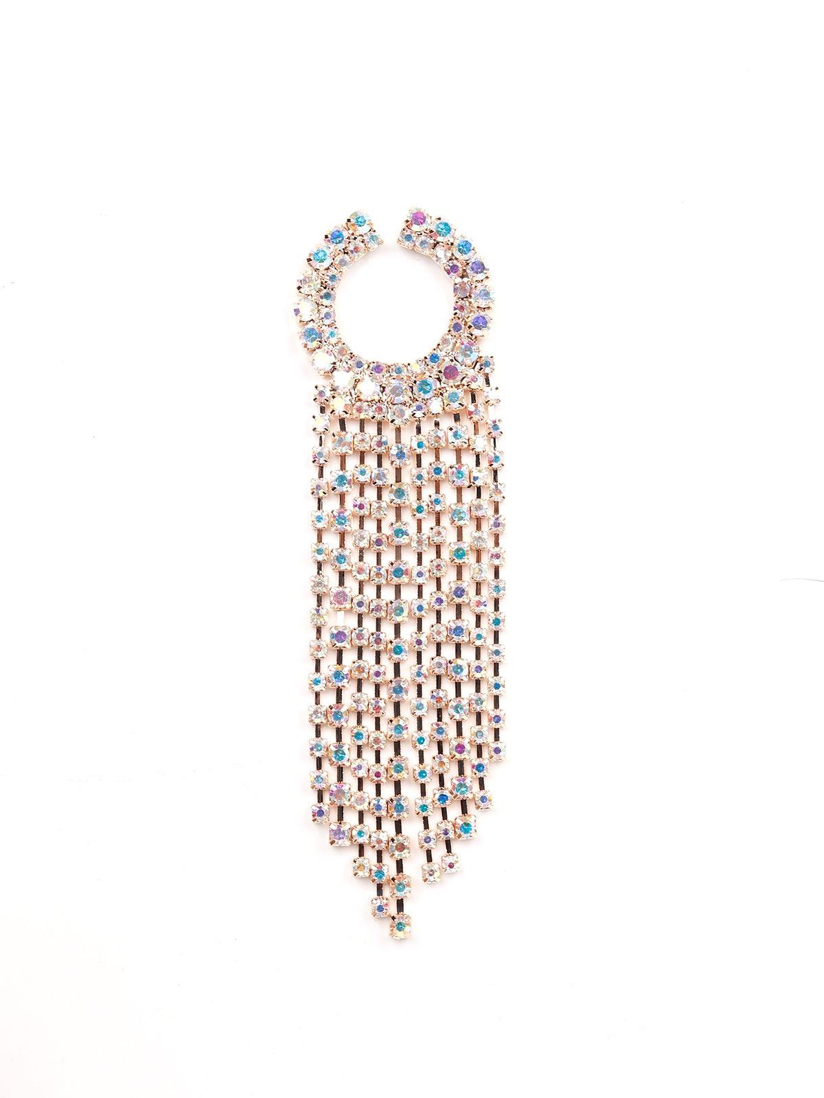 Women's Spherical Tassel Chrome Crystal Earring- Gol