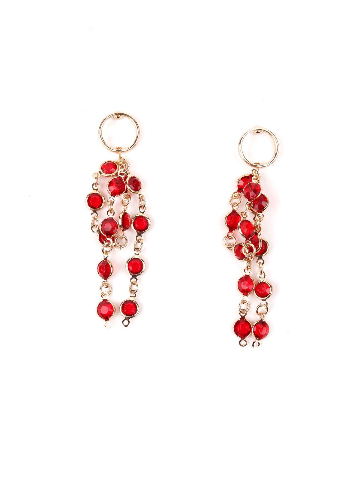 Women's Spill Down Red Crystal Earring