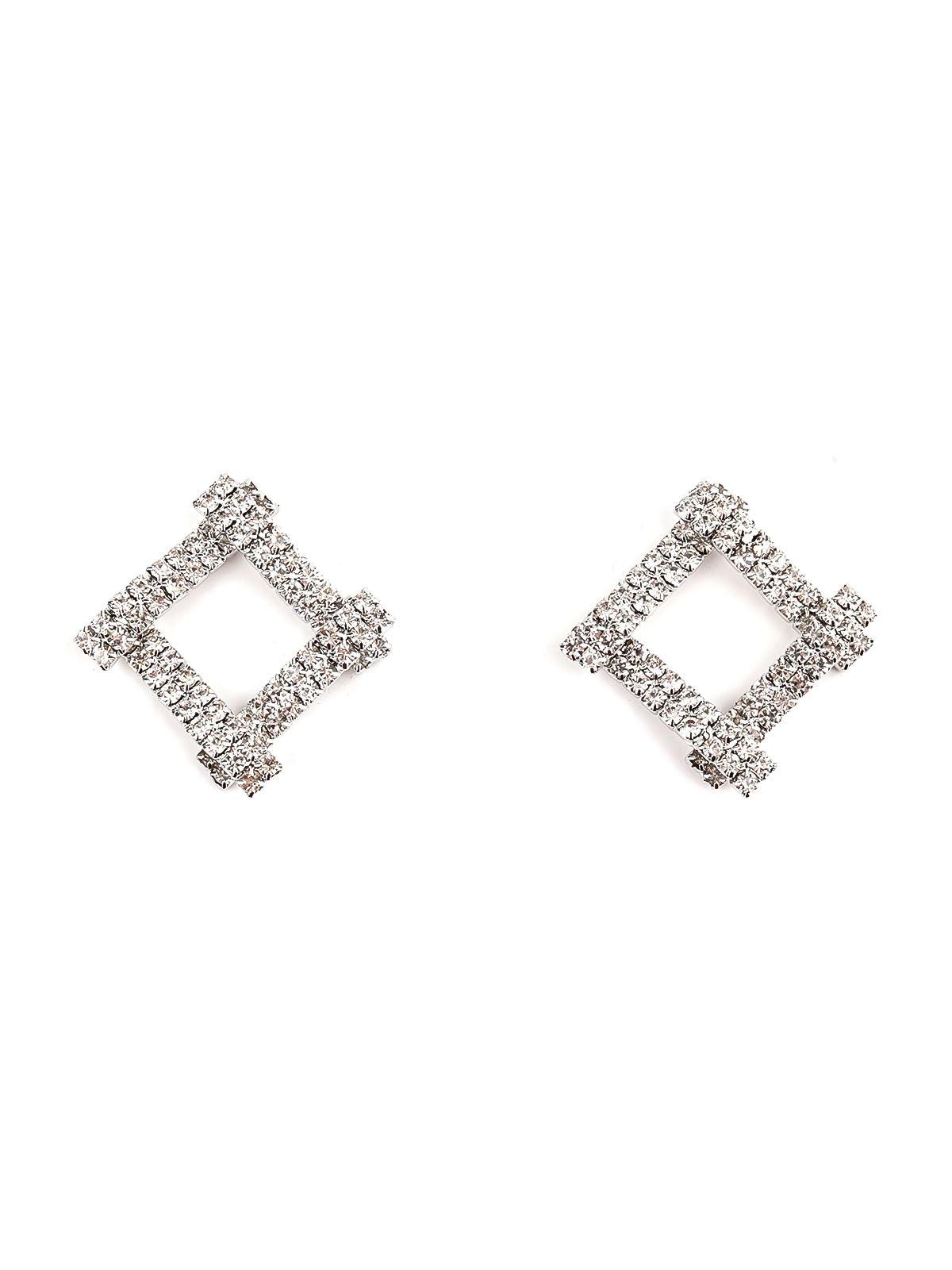 Women's Square Crystal Embellished Stud Earring