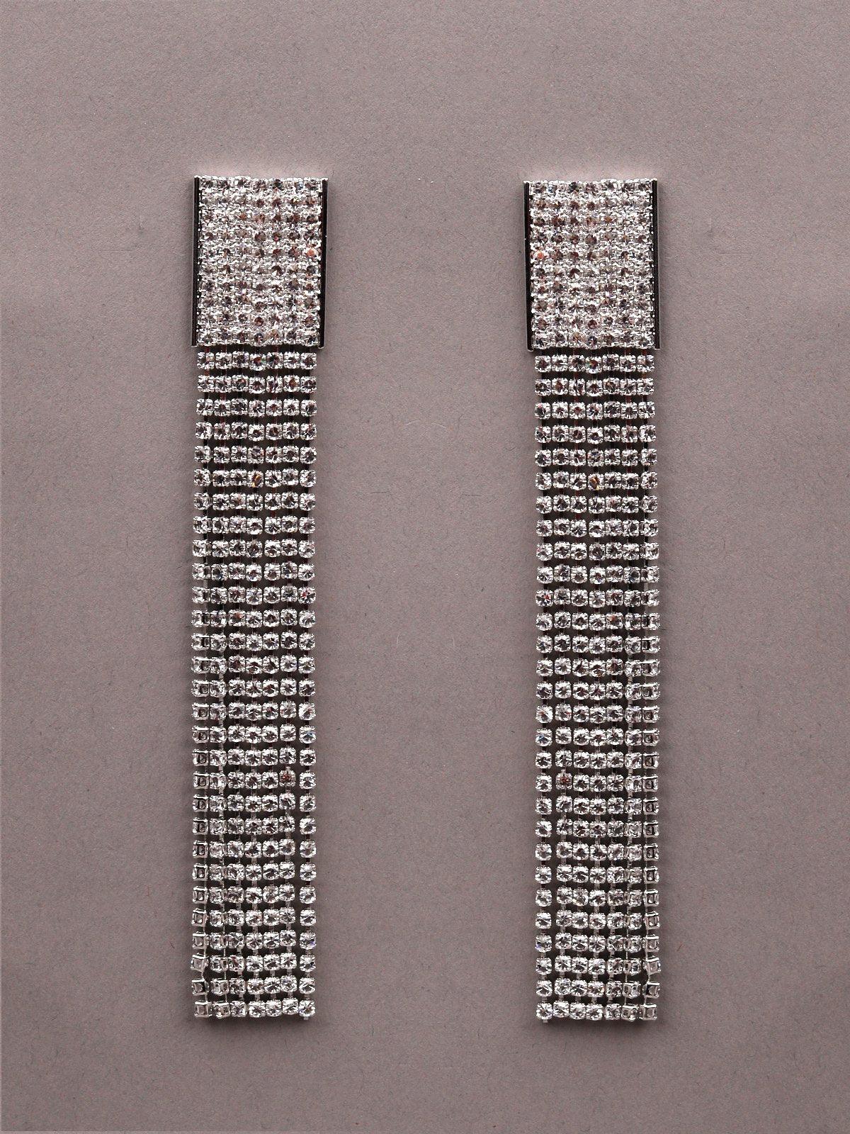 Women's Square Shaped Straight Drop Tassel Earring