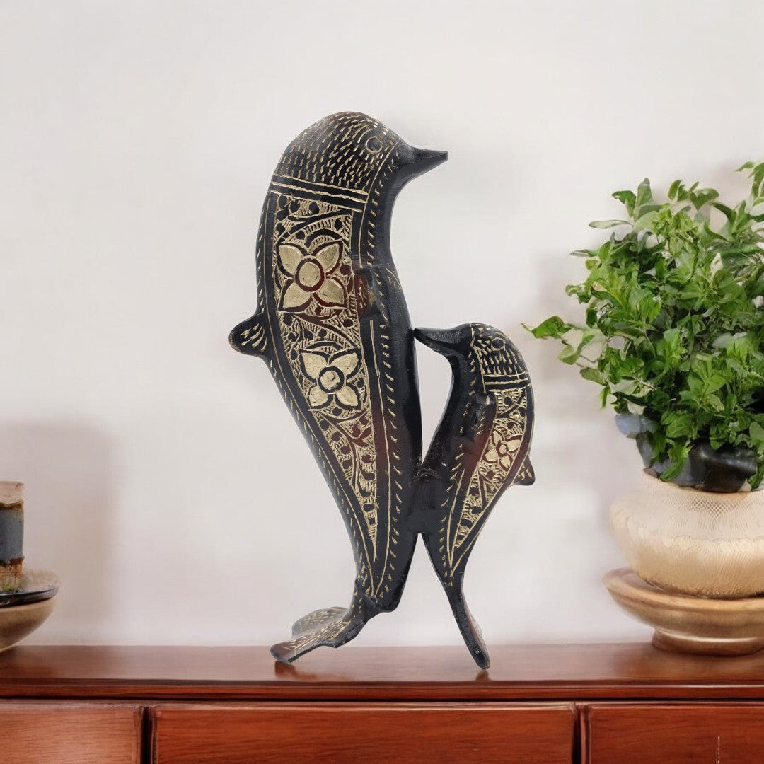 Stunning Brass Dolphin Pair - Luxury Home & Office Decor Decorative Showpiece - Natriel