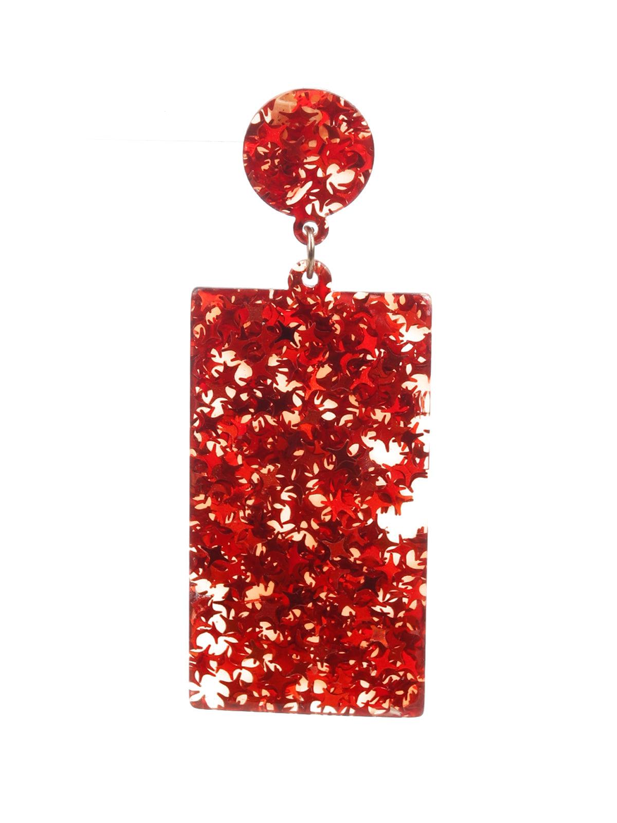 Women's Starry Red Dangler Earring