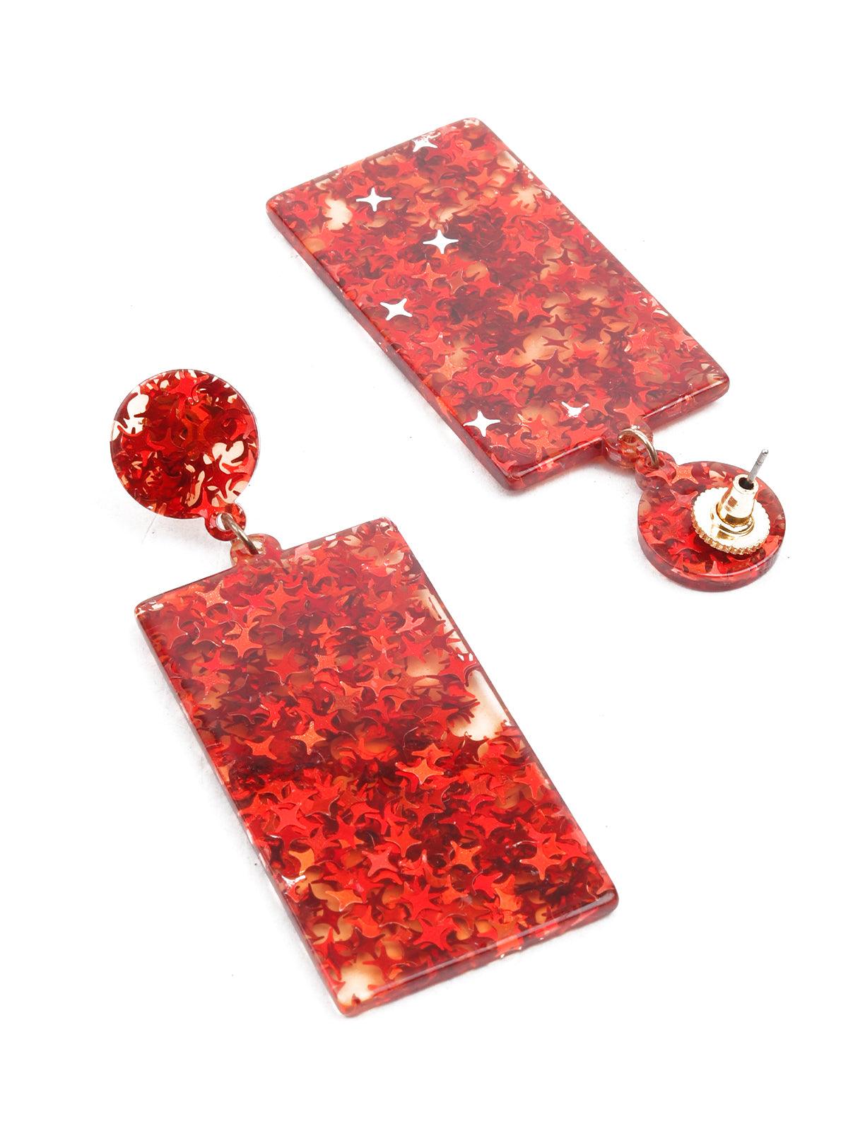 Women's Starry Red Dangler Earring