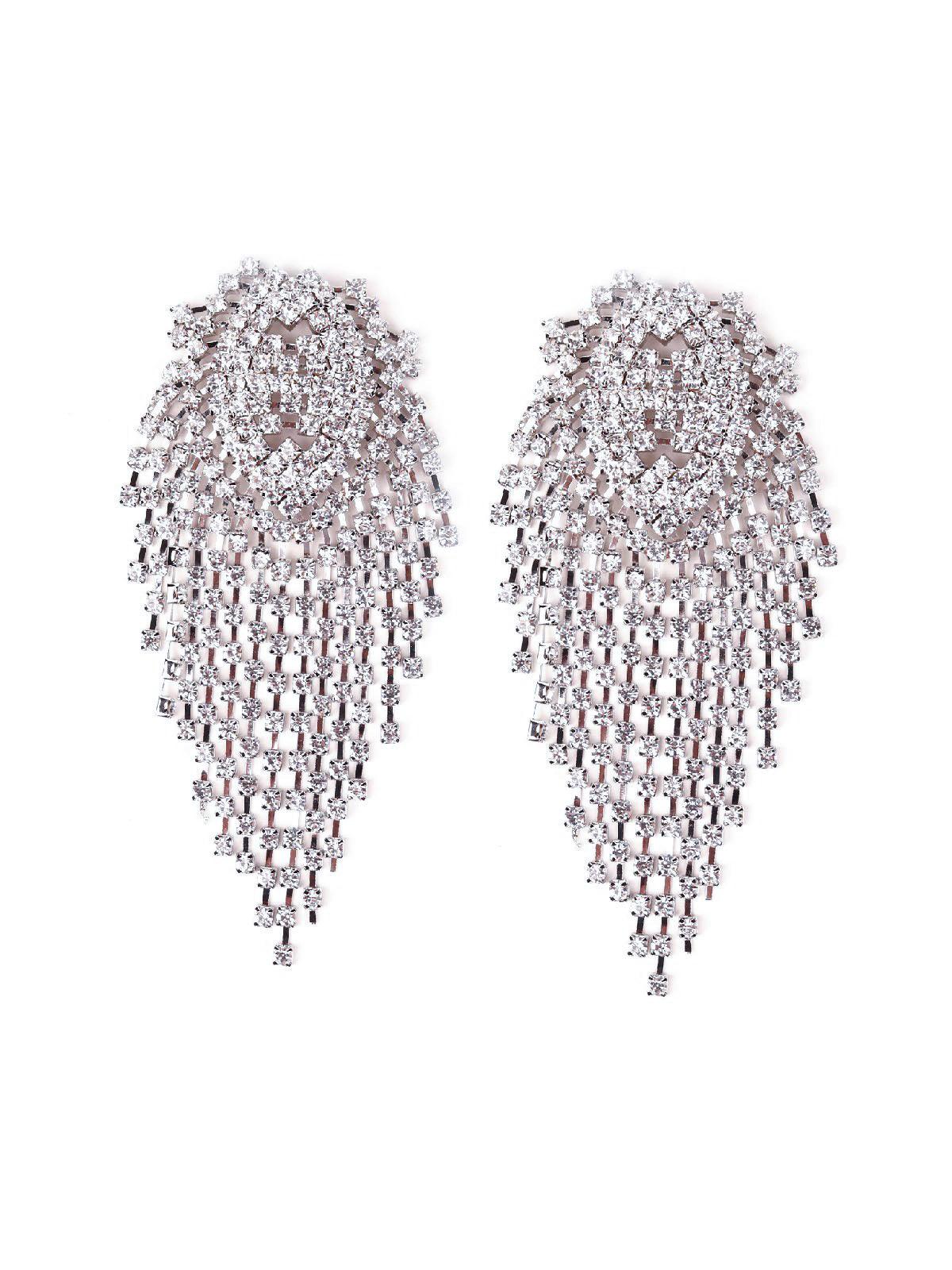 Women's Statement Crystal Overflowing Earrings - Silve