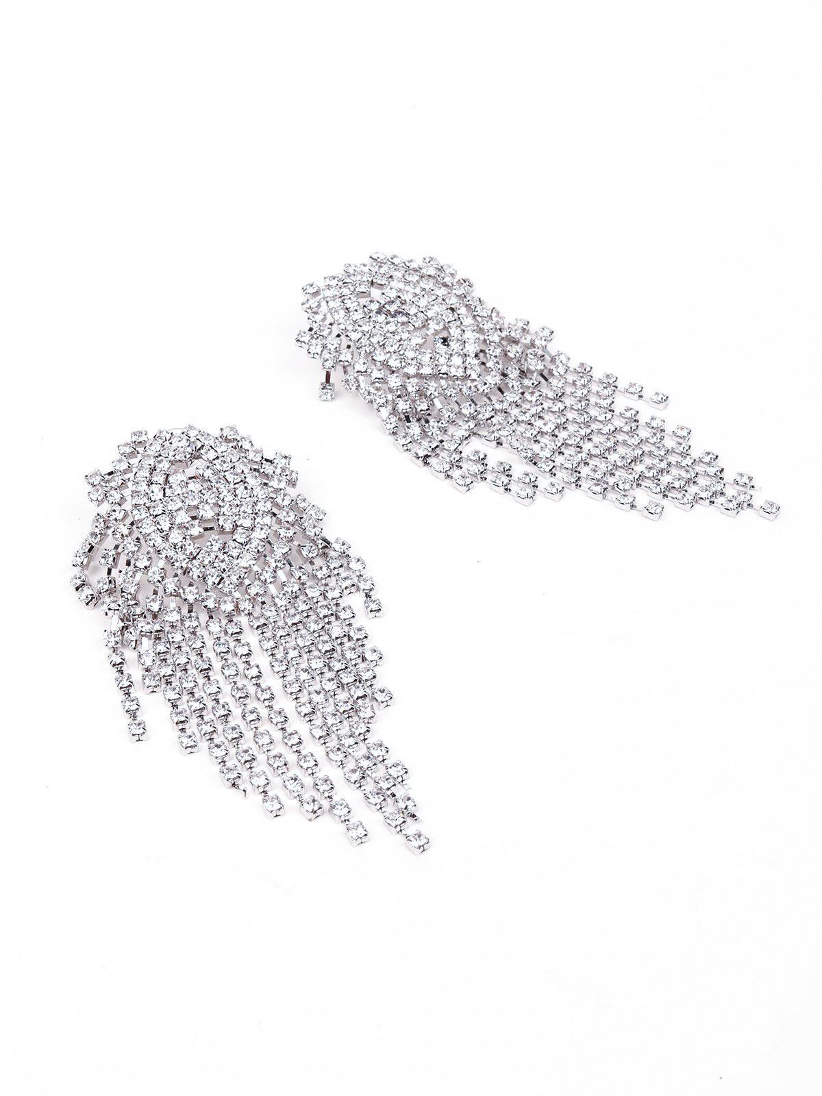 Women's Statement Crystal Overflowing Earrings - Silve