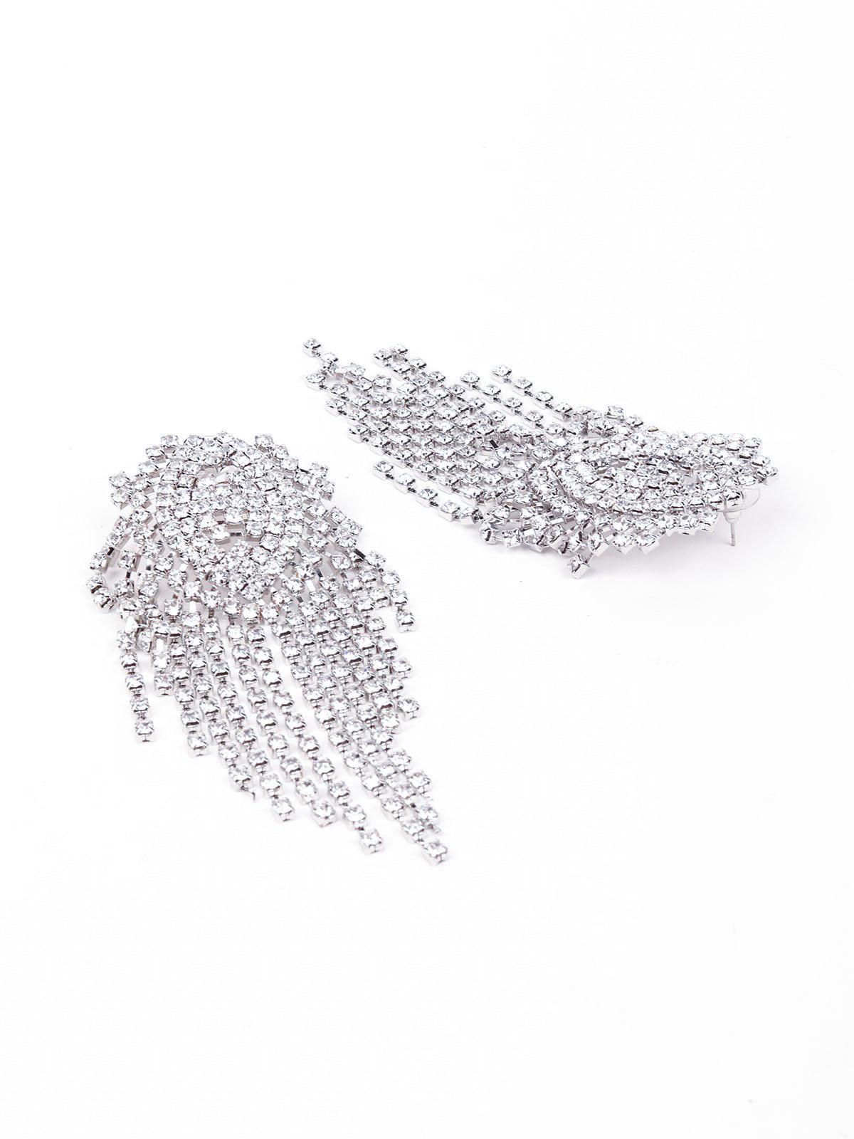 Women's Statement Crystal Overflowing Earrings - Silve