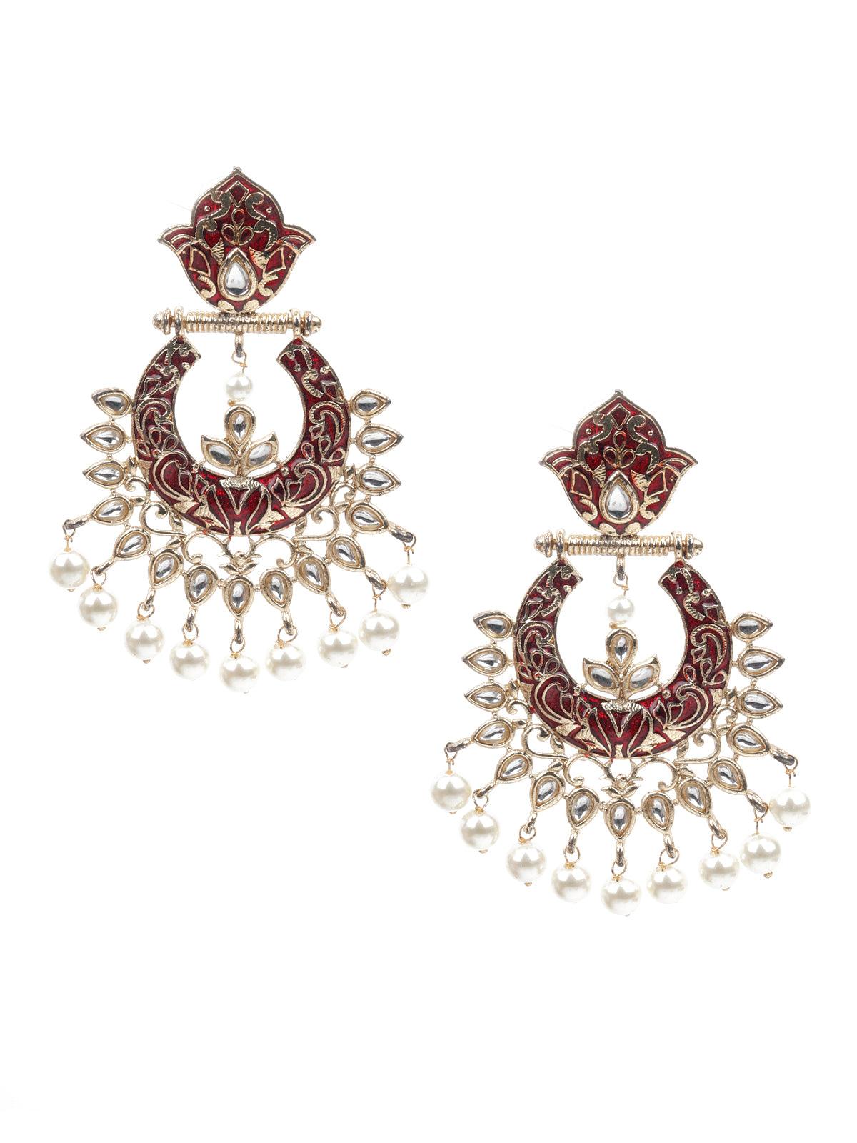 Women's Stone Studded Traditional Dangle Earring