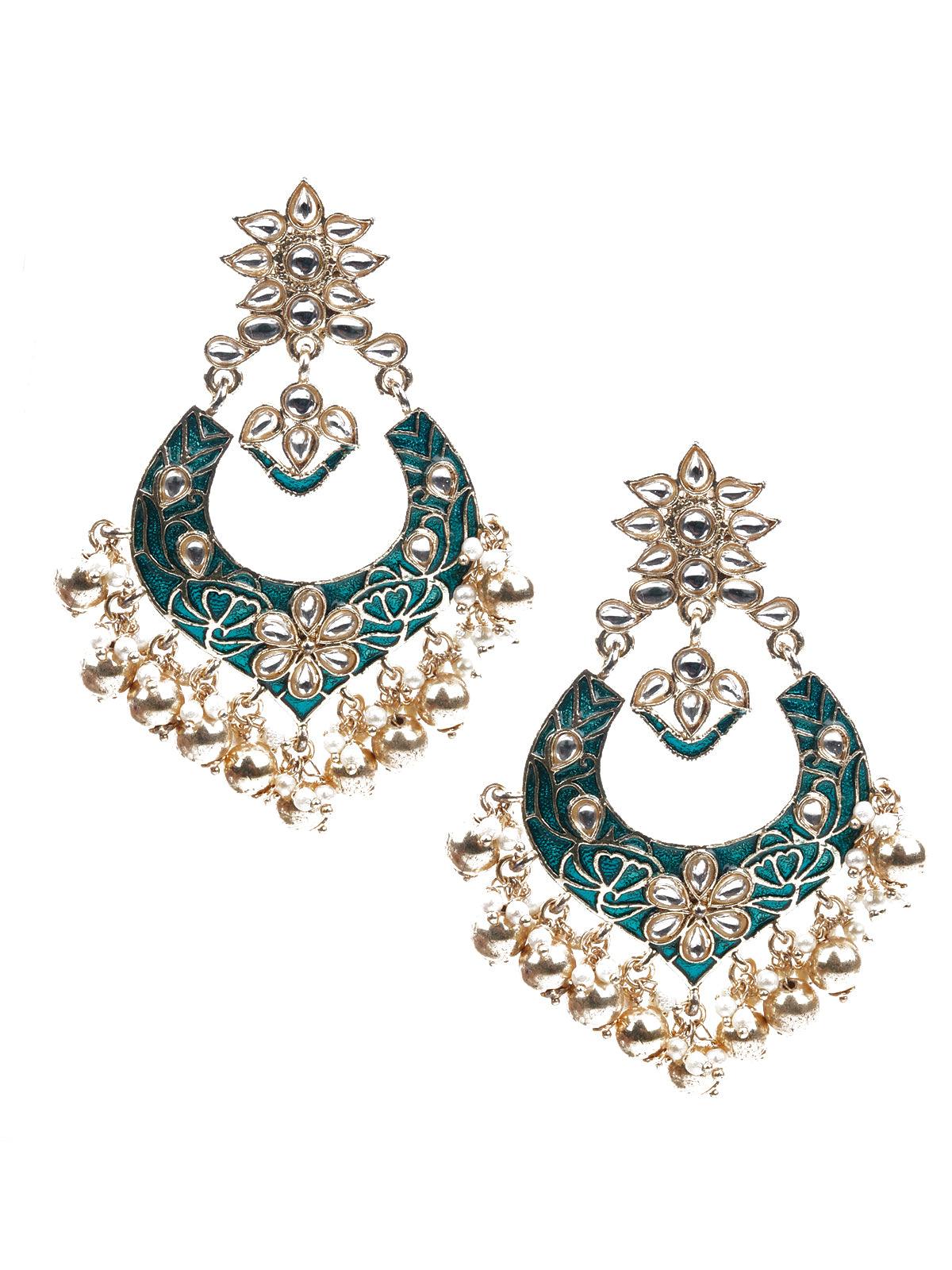 Women's Stone Studded Traditional Dangle Earring