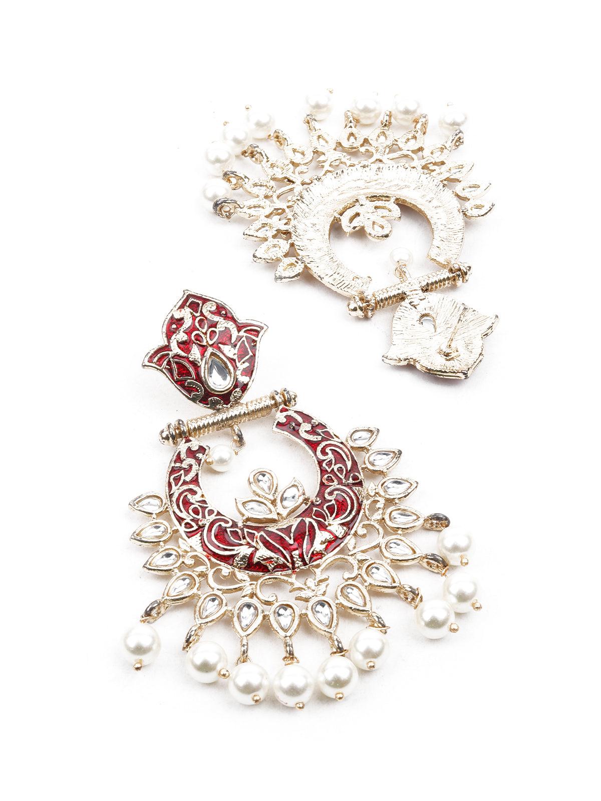 Women's Stone Studded Traditional Dangle Earring