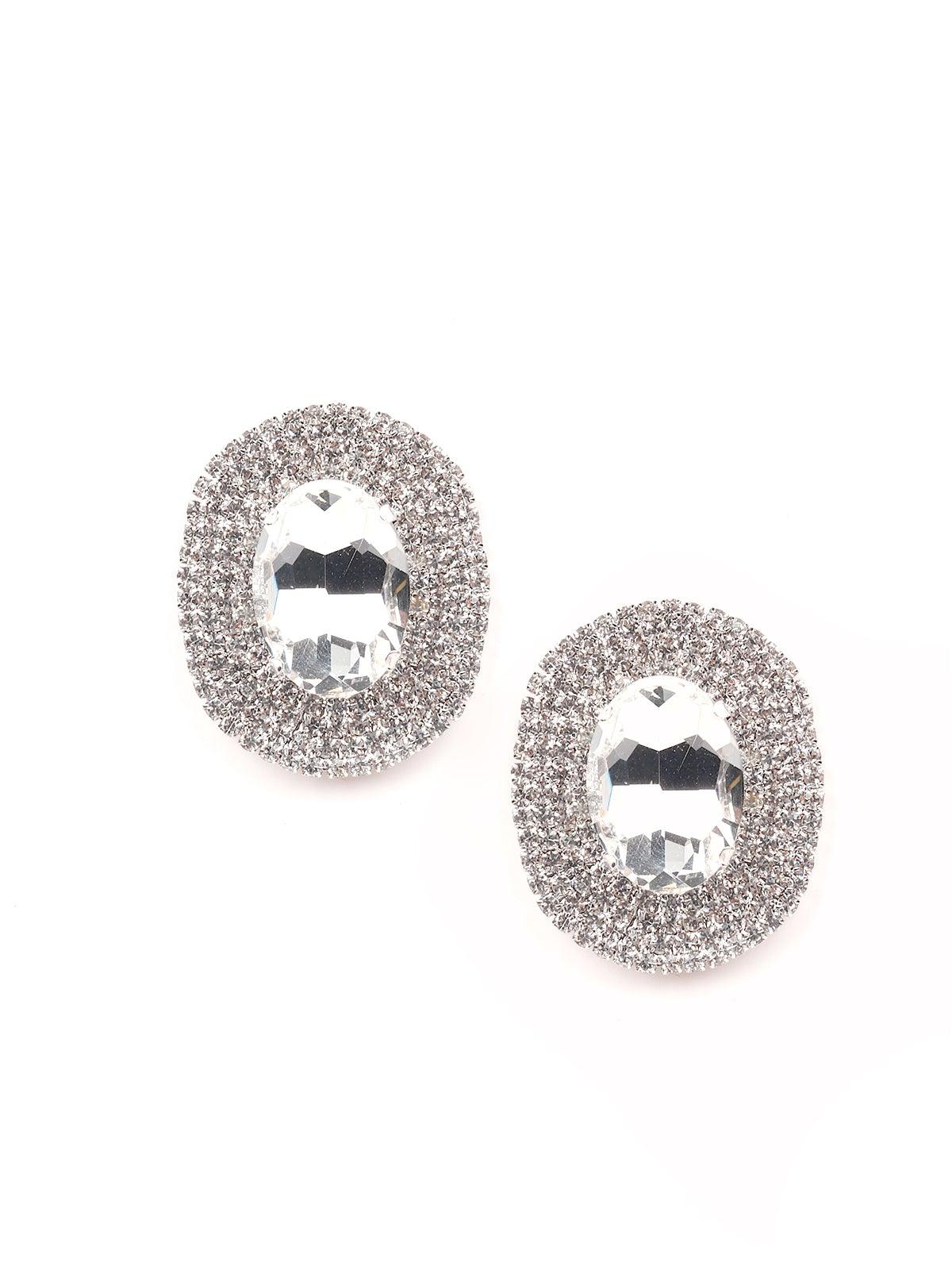 Women's Studded Oval Shaped Statement Earring