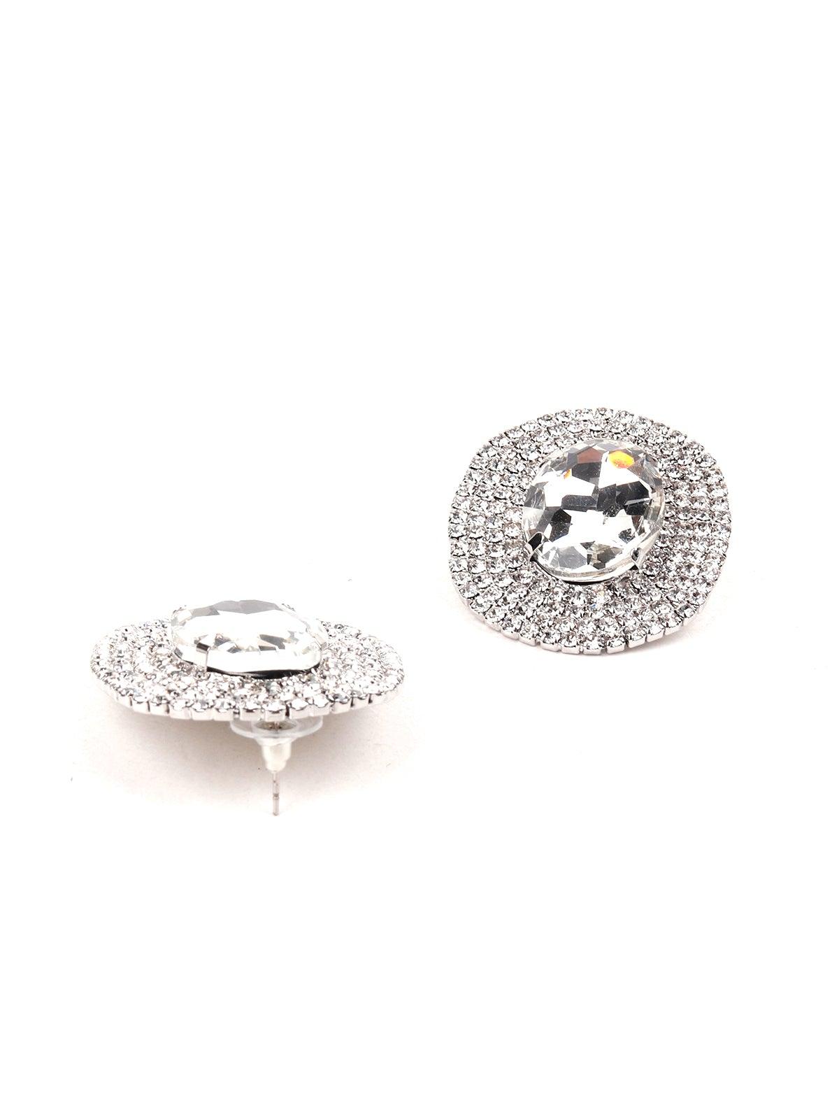 Women's Studded Oval Shaped Statement Earring