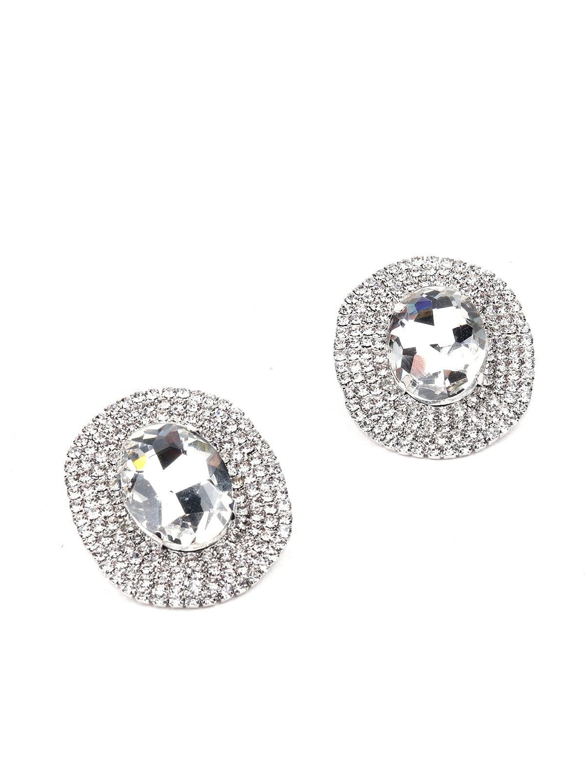 Women's Studded Oval Shaped Statement Earring