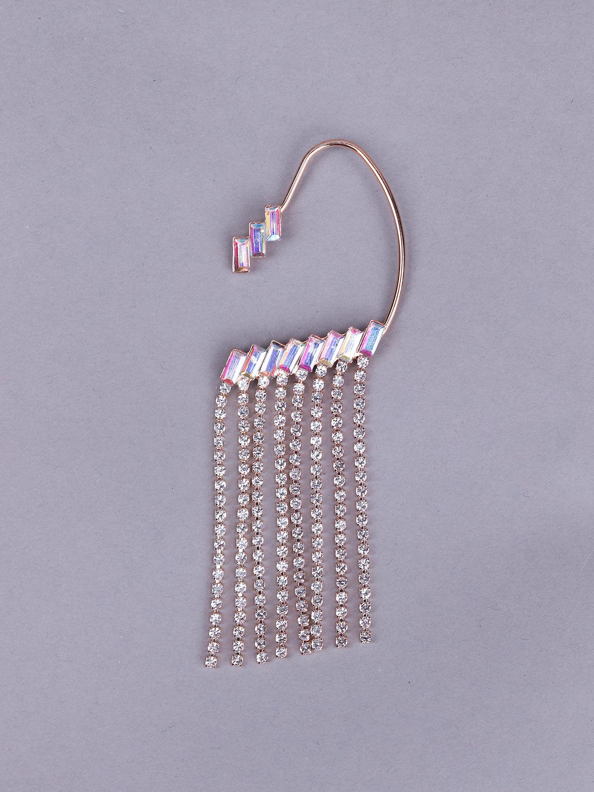 Women's Studded Tassel Drop Earcuff Earring