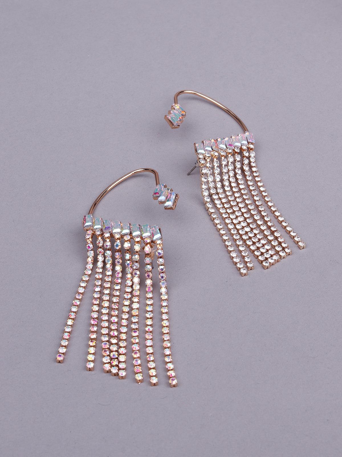 Women's Studded Tassel Drop Earcuff Earring