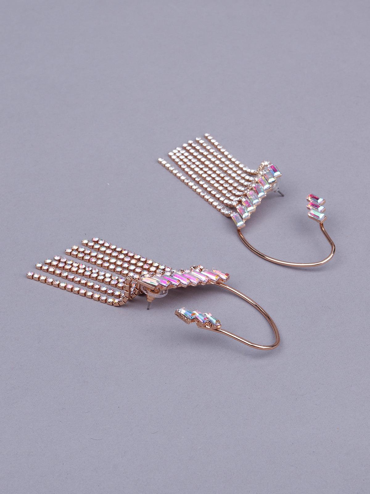 Women's Studded Tassel Drop Earcuff Earring