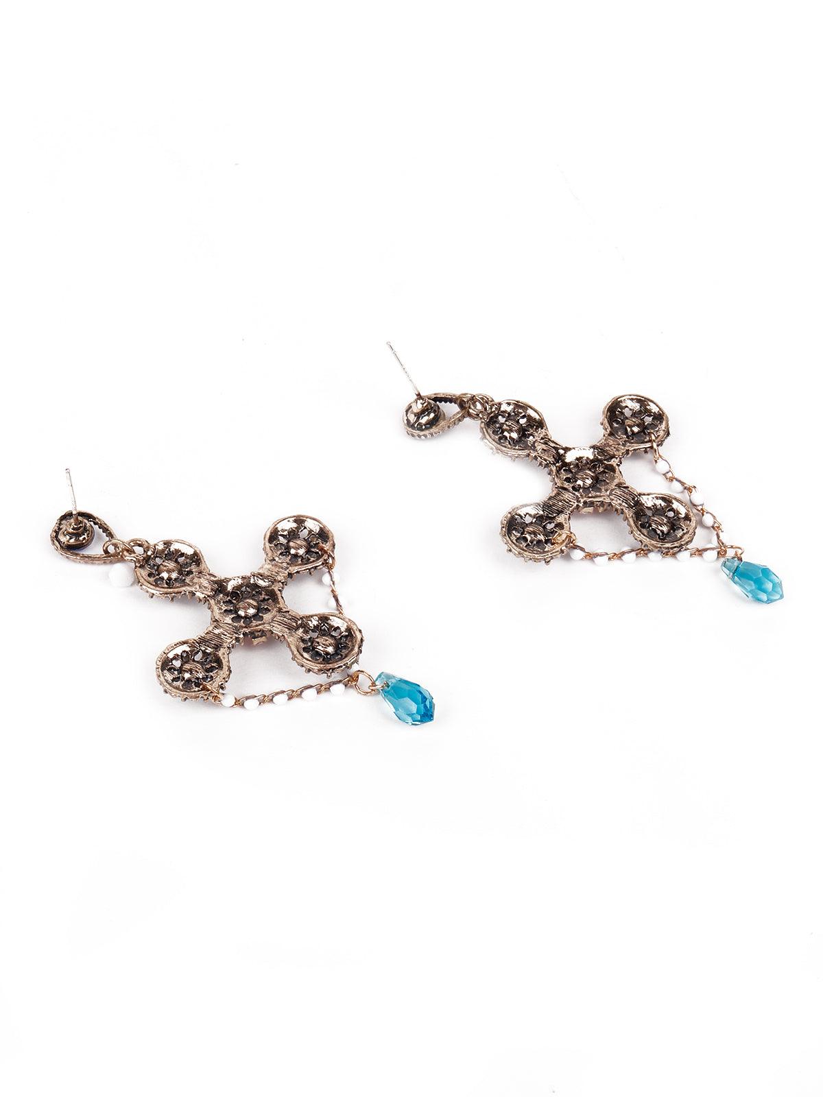 Women's Stunning Blue Drop Statement Earring