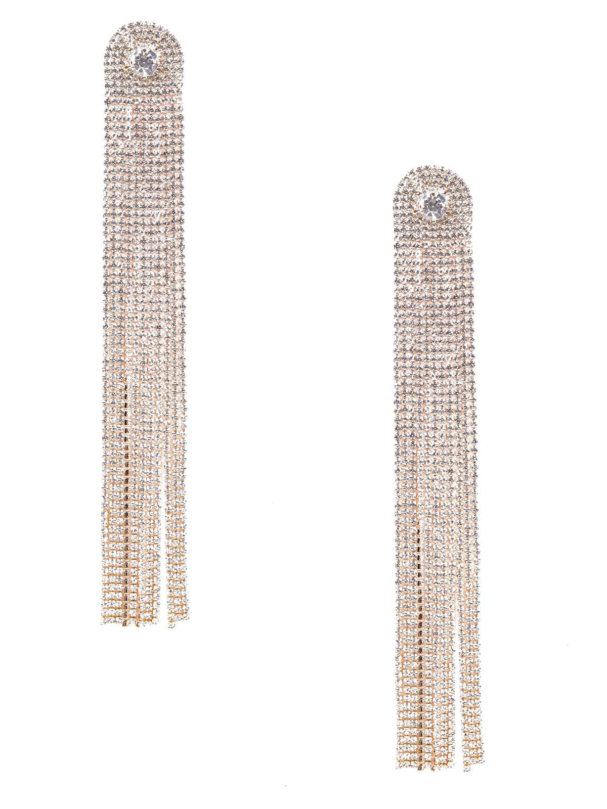 Women's Stunning Crystal Drop Gold-Tone Tassel Earring