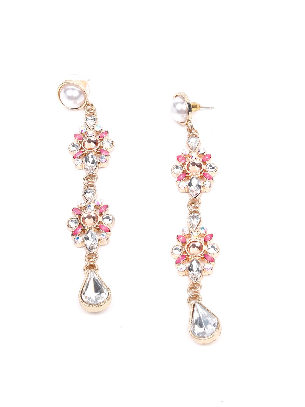 Women's Stunning Crystal Drop Pink Earring