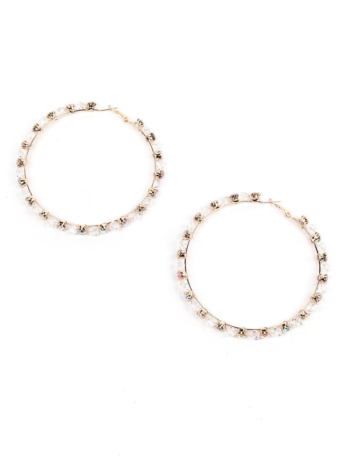 Women's Stunning Crystal Gold-Tone Hoop