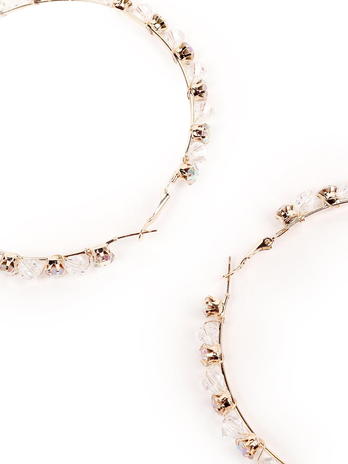 Women's Stunning Crystal Gold-Tone Hoop