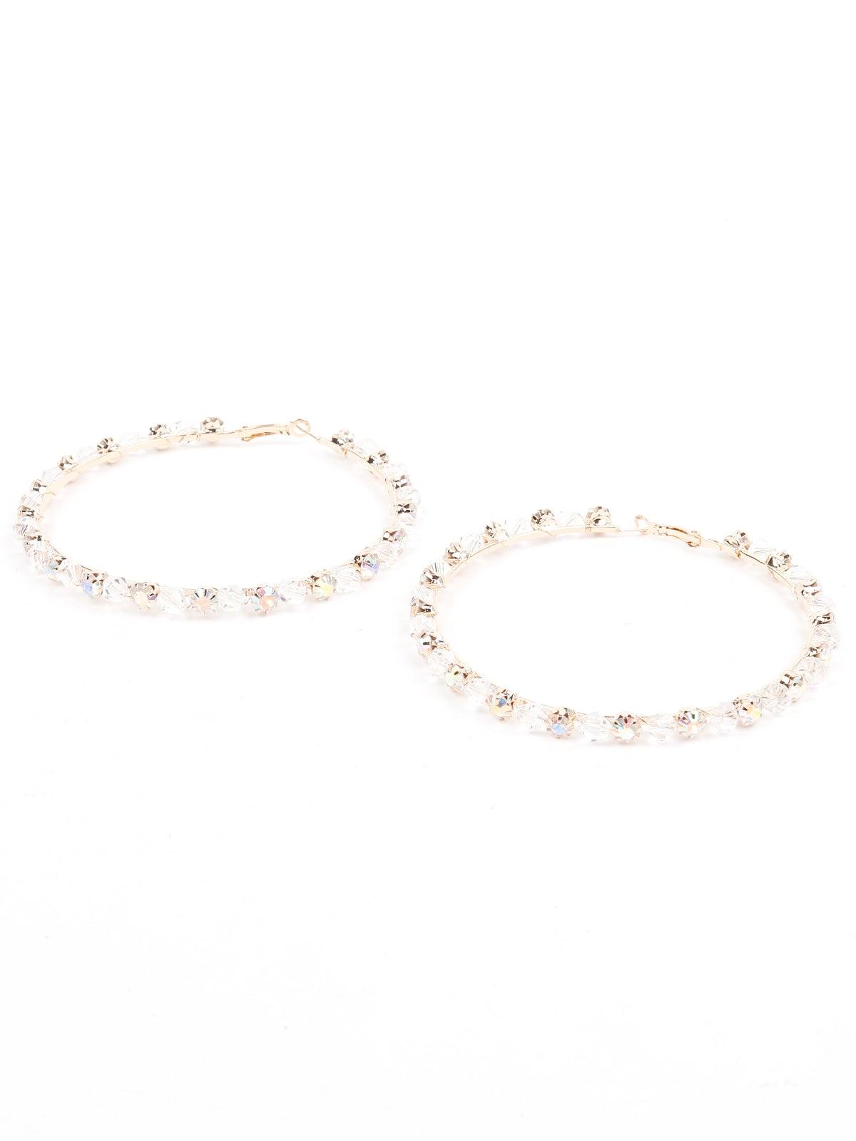 Women's Stunning Crystal Gold-Tone Hoop