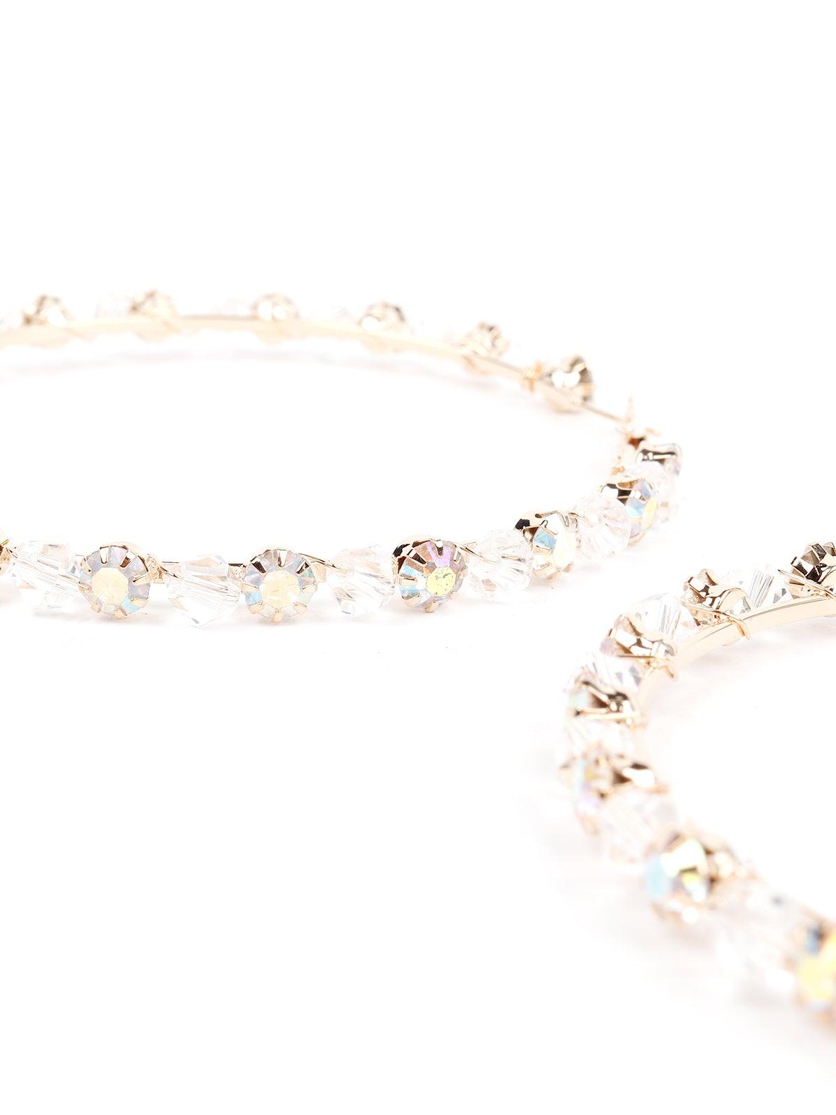 Women's Stunning Crystal Gold-Tone Hoop