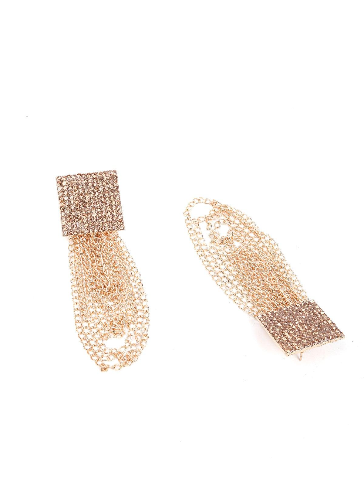 Women's Stunning Gold Studded Drop Earring