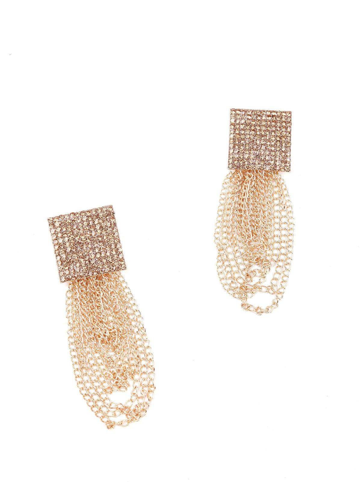 Women's Stunning Gold Studded Drop Earring