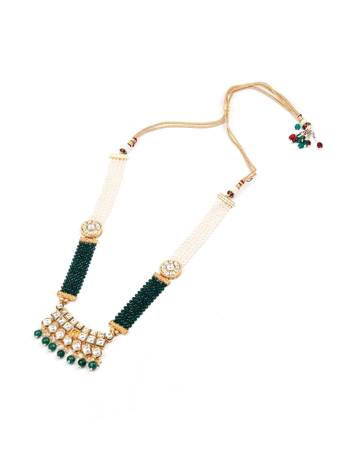 Women's Stunning Green And A White Beaded Statement Necklac