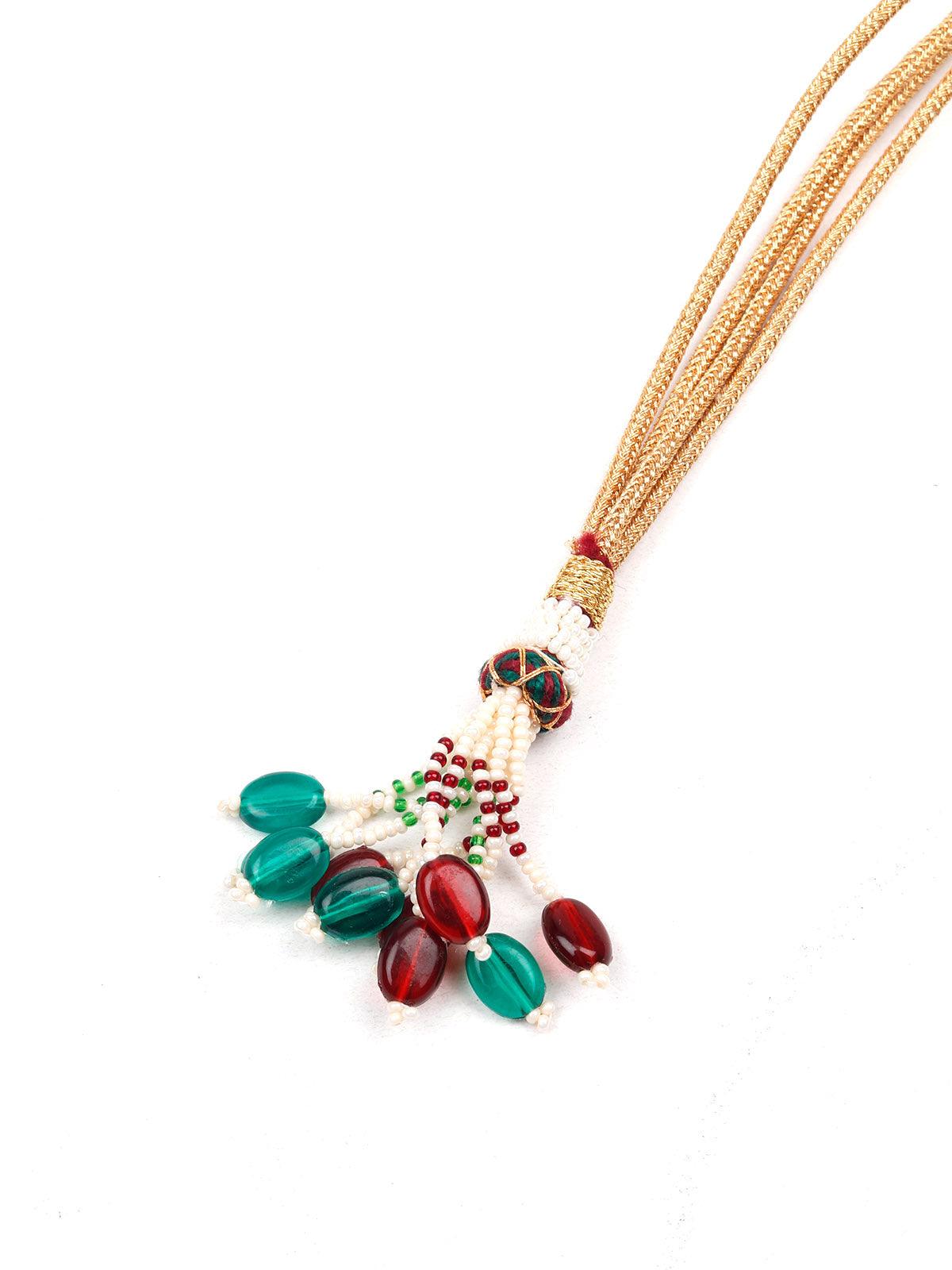 Women's Stunning Green And A White Beaded Statement Necklac