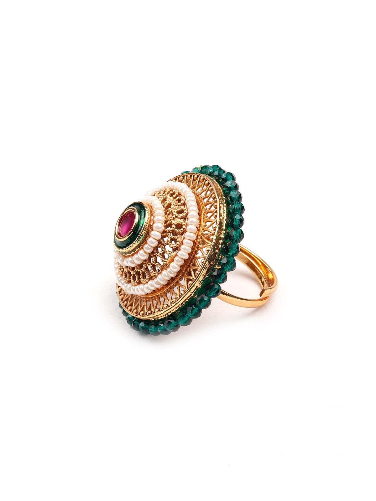Women's Stunning Green Embellished Rin