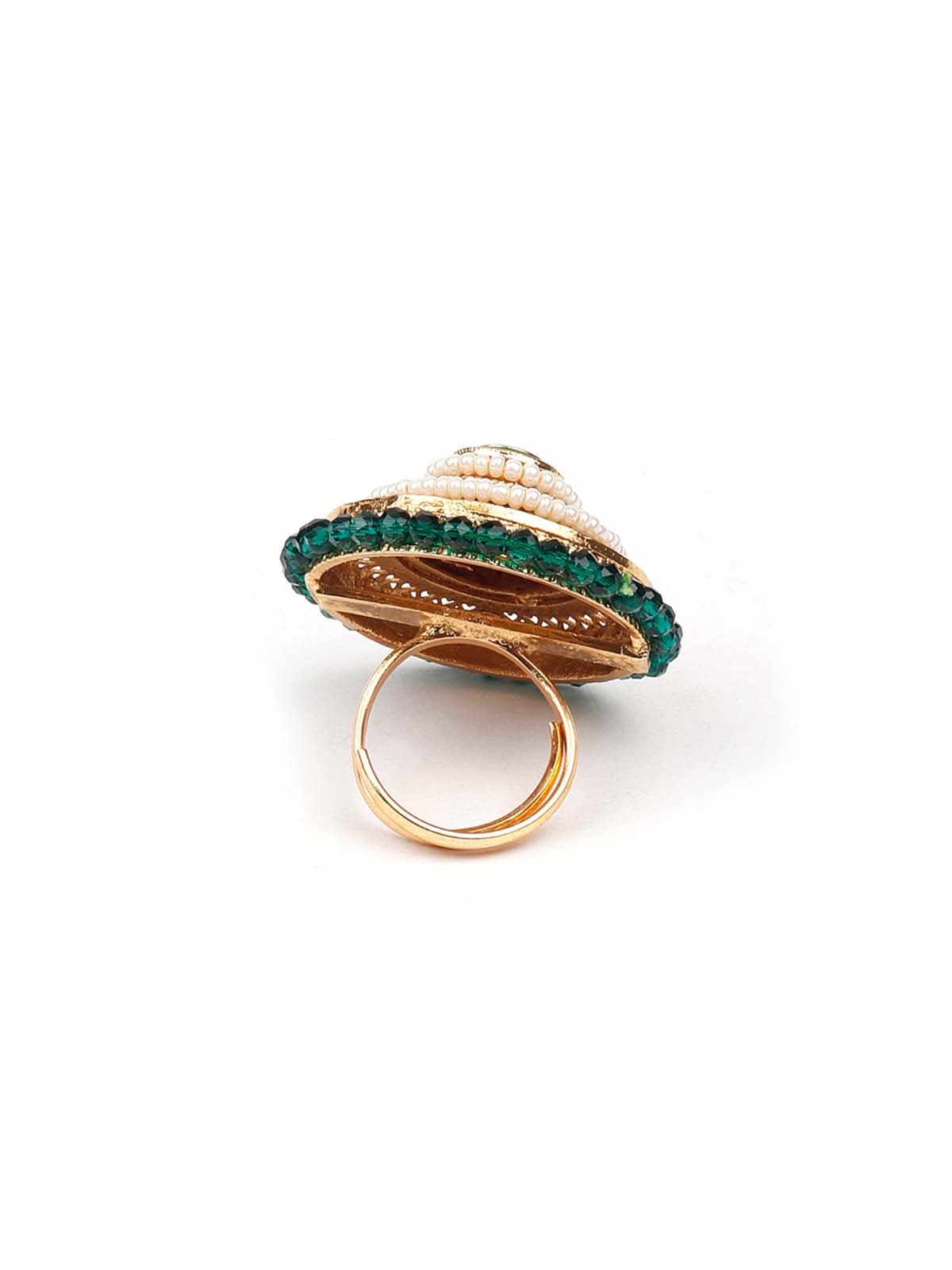 Women's Stunning Green Embellished Rin