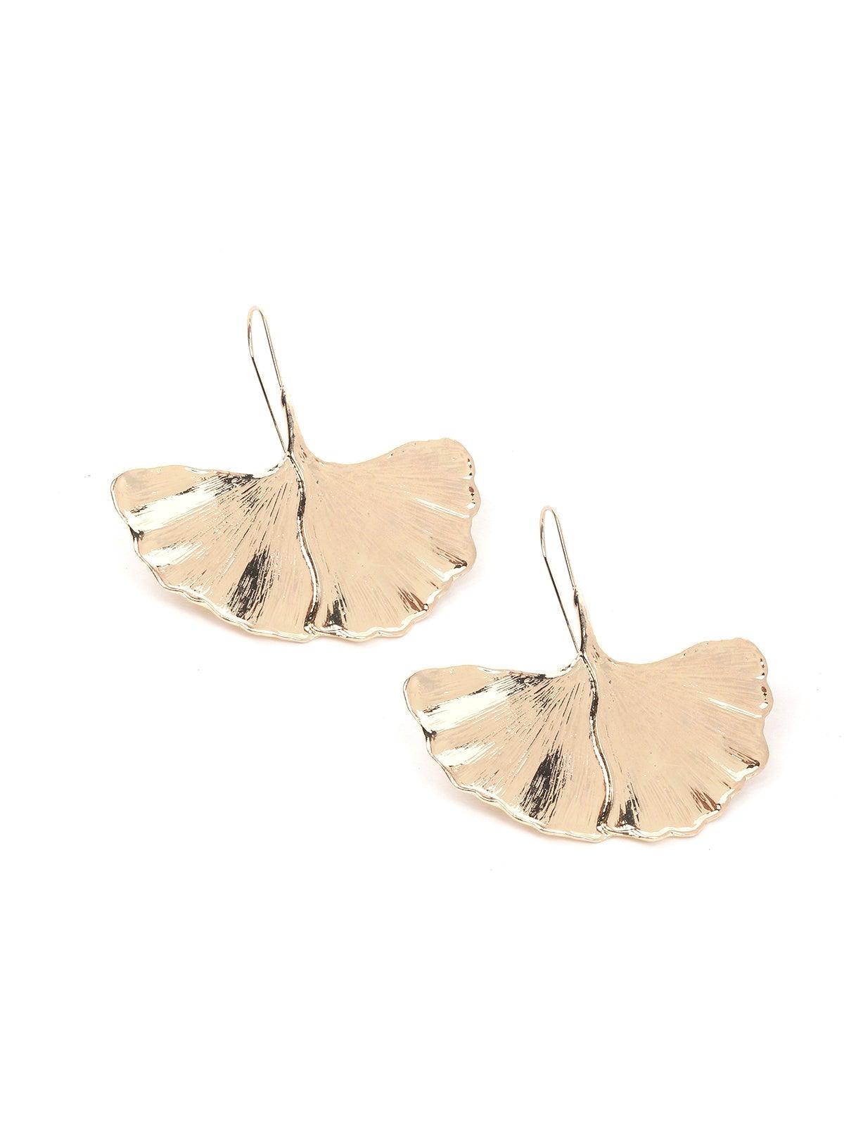 Women's Stunning Metallic Gold Textured Statement Earring