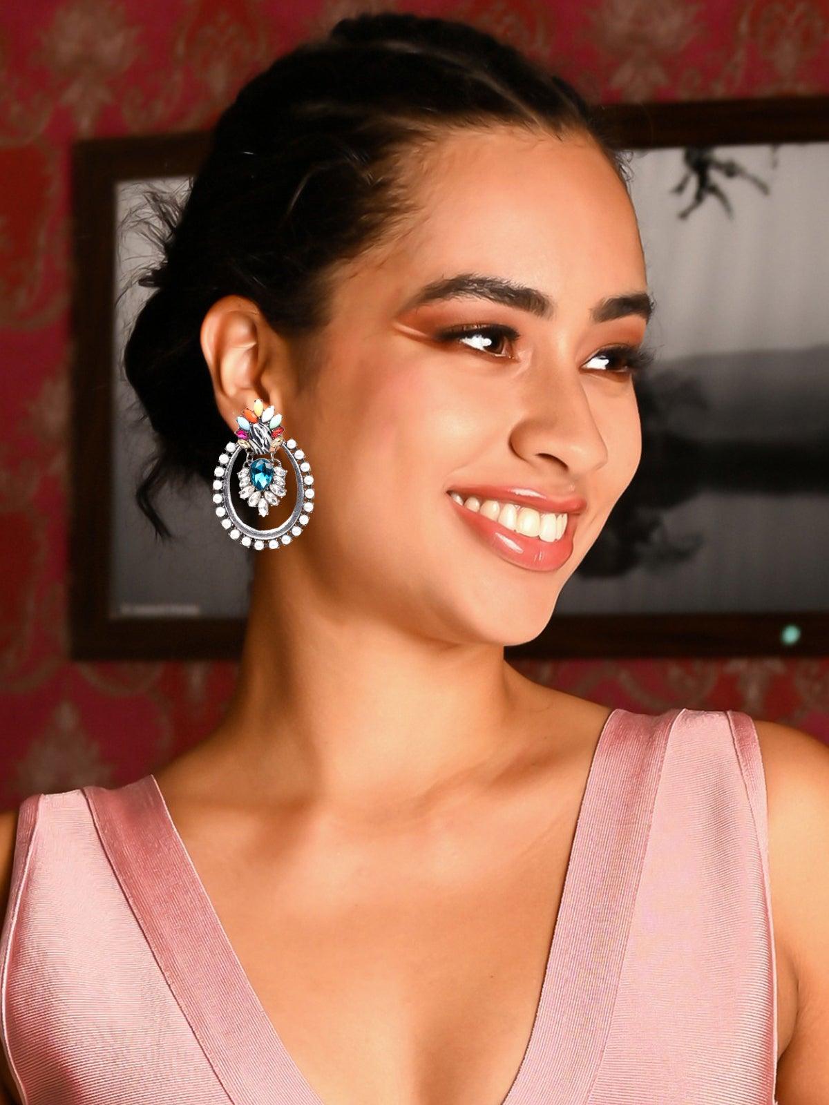 Women's Stunning Multicoloured Rounded Pearl Earring