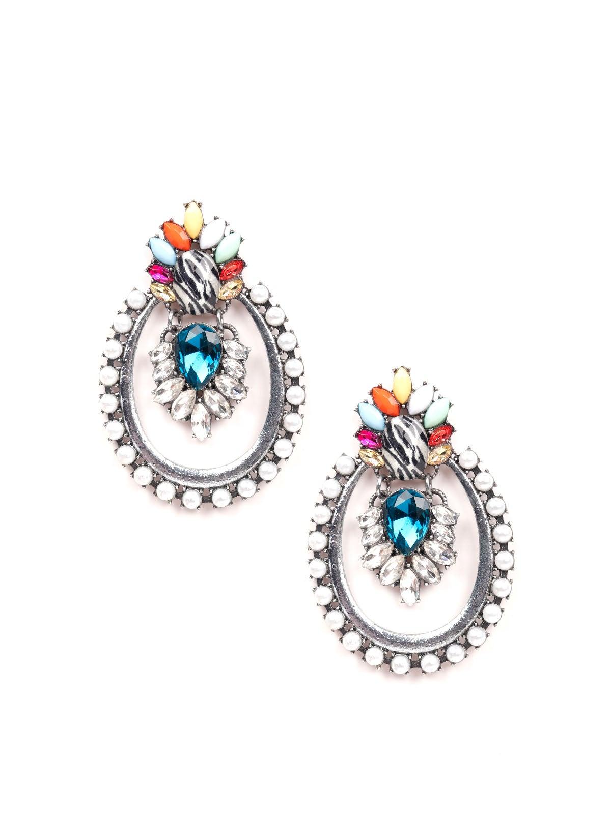 Women's Stunning Multicoloured Rounded Pearl Earring