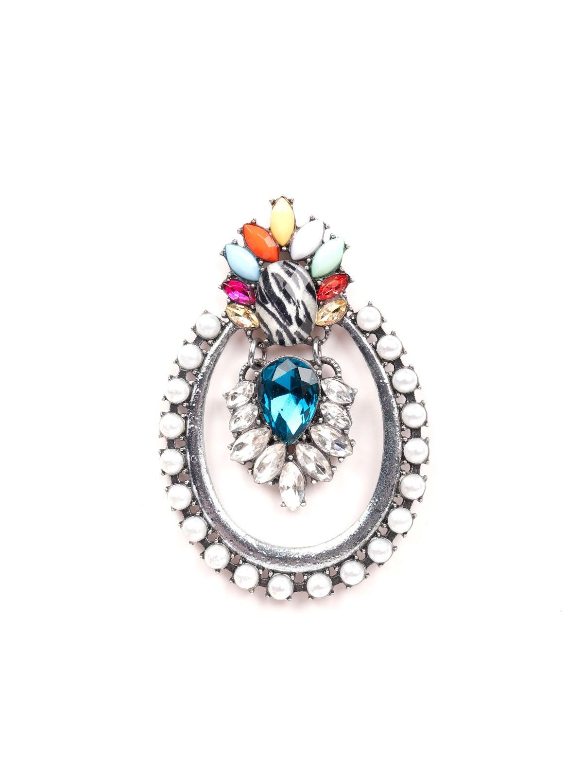 Women's Stunning Multicoloured Rounded Pearl Earring