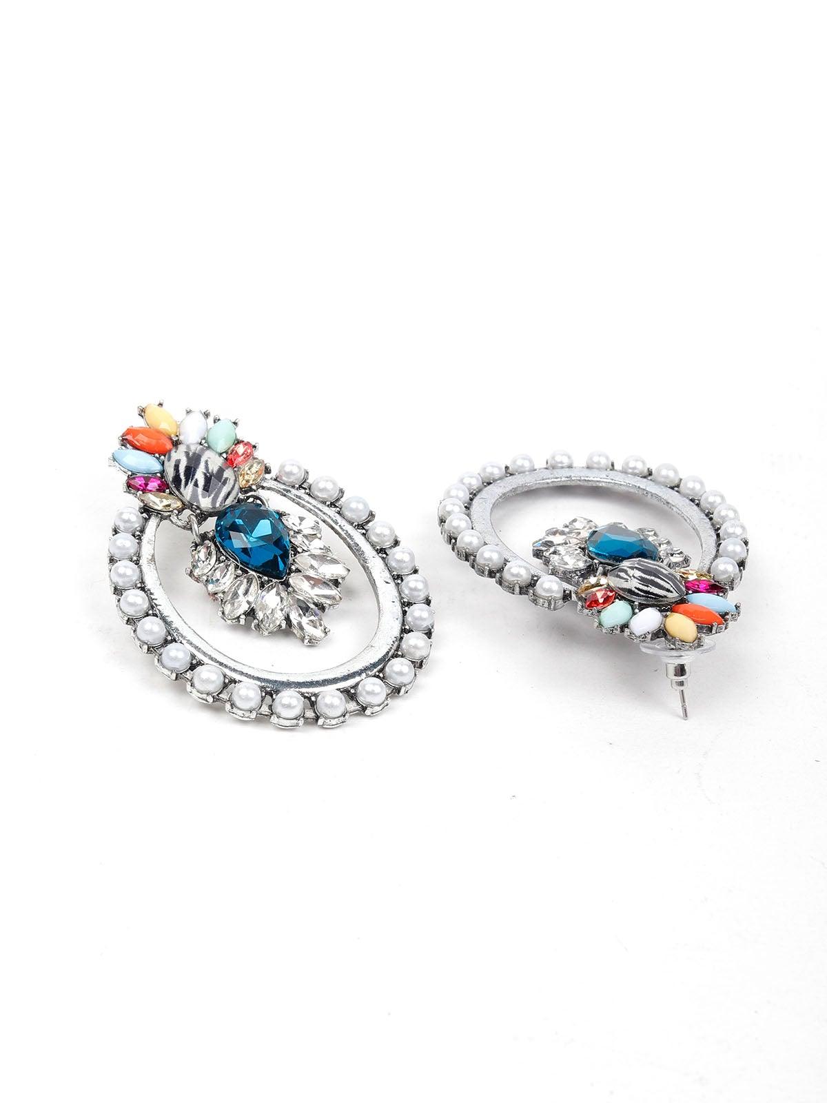 Women's Stunning Multicoloured Rounded Pearl Earring