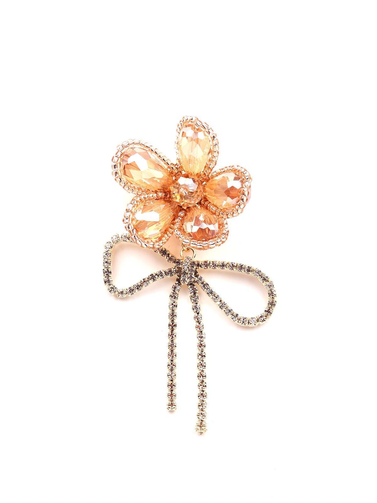 Women's Stunning Orange Floral Embellished Earring