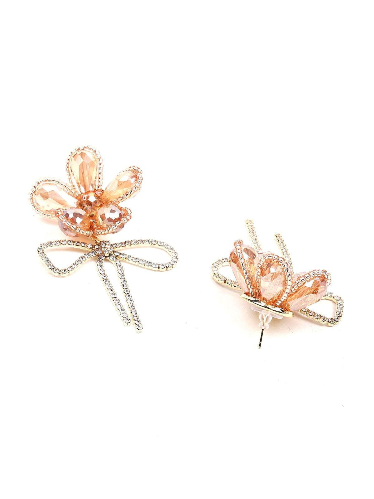 Women's Stunning Orange Floral Embellished Earring