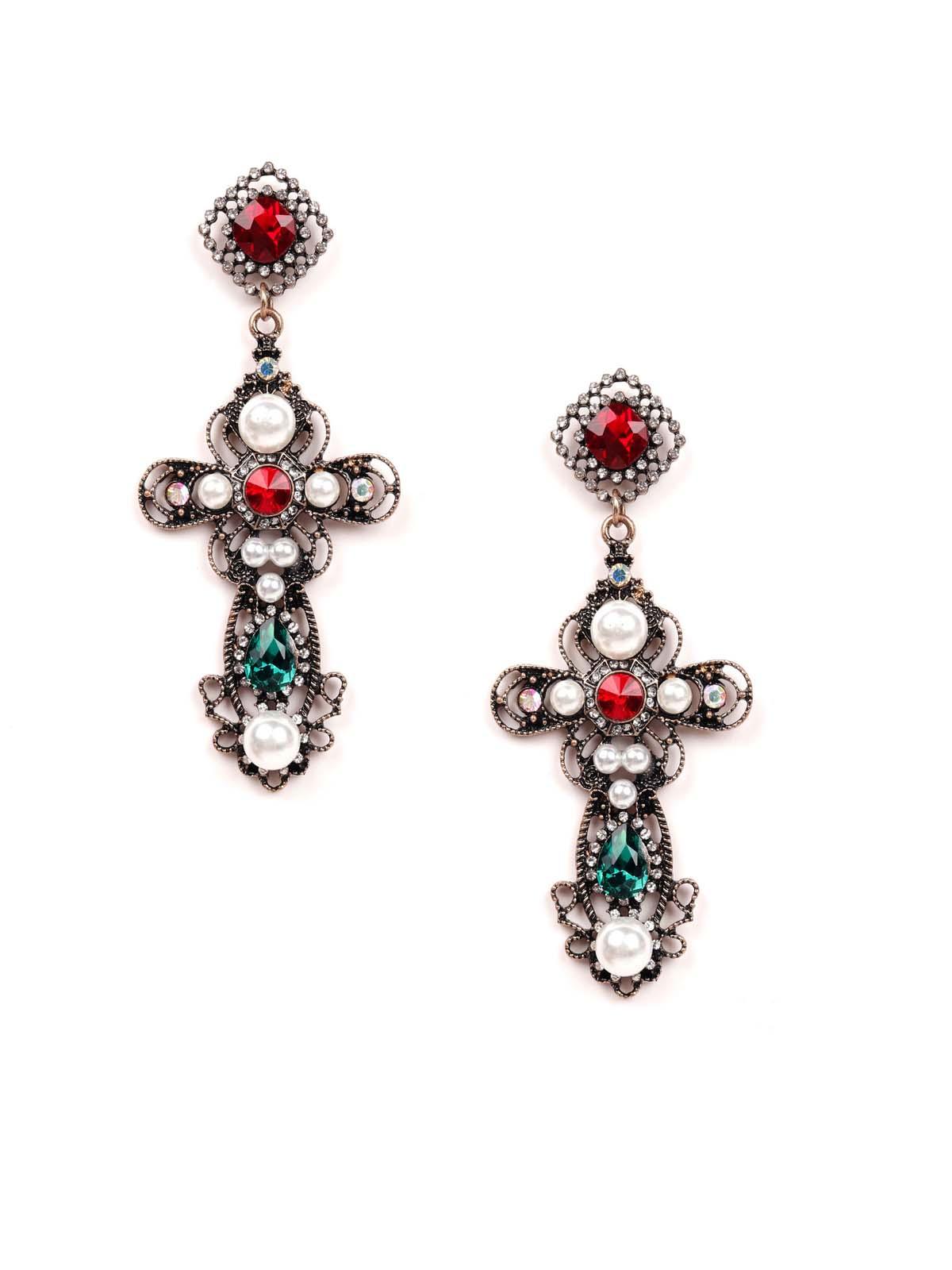 Women's Stunning Oxide Gemstone Embellished Drop Earring